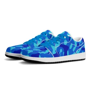 Blue Camouflage Low Top Leder Sneaker für Herren