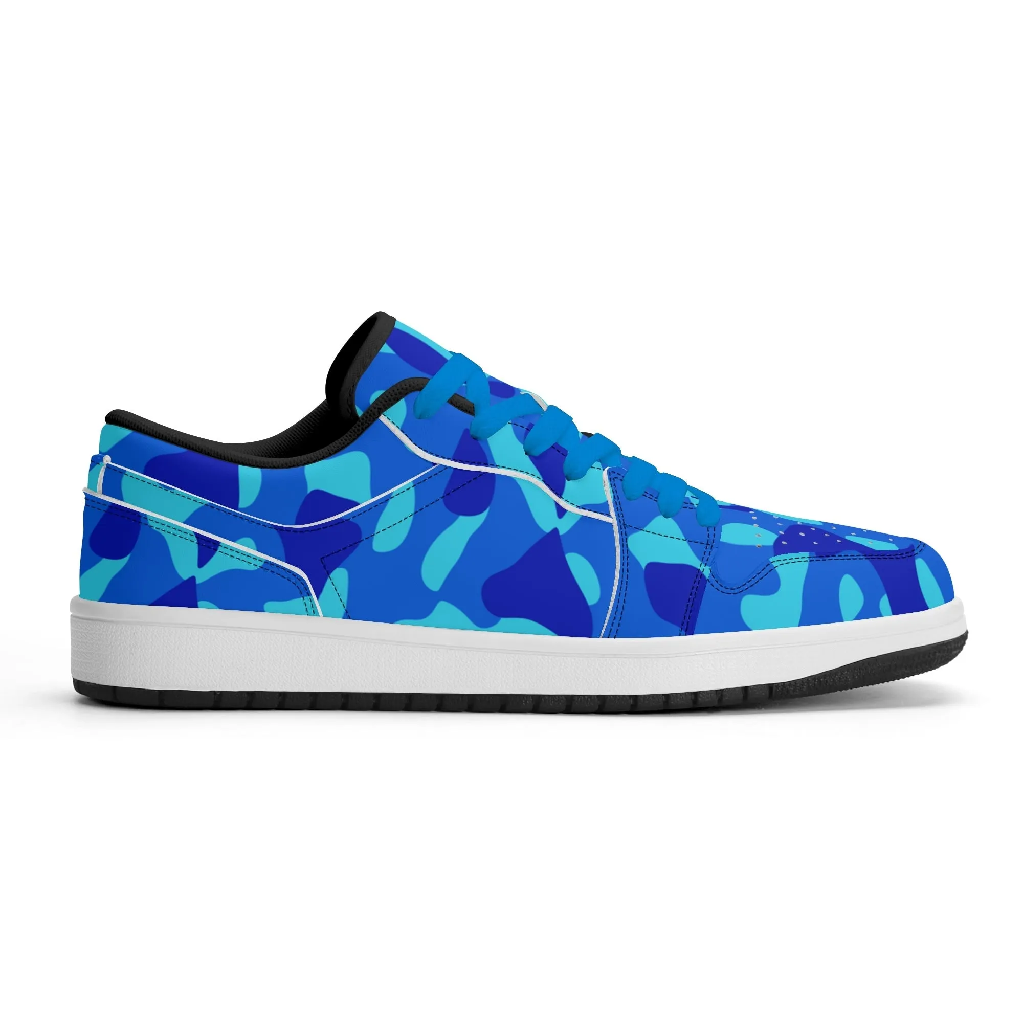 Blue Camouflage Low Top Leder Sneaker für Herren