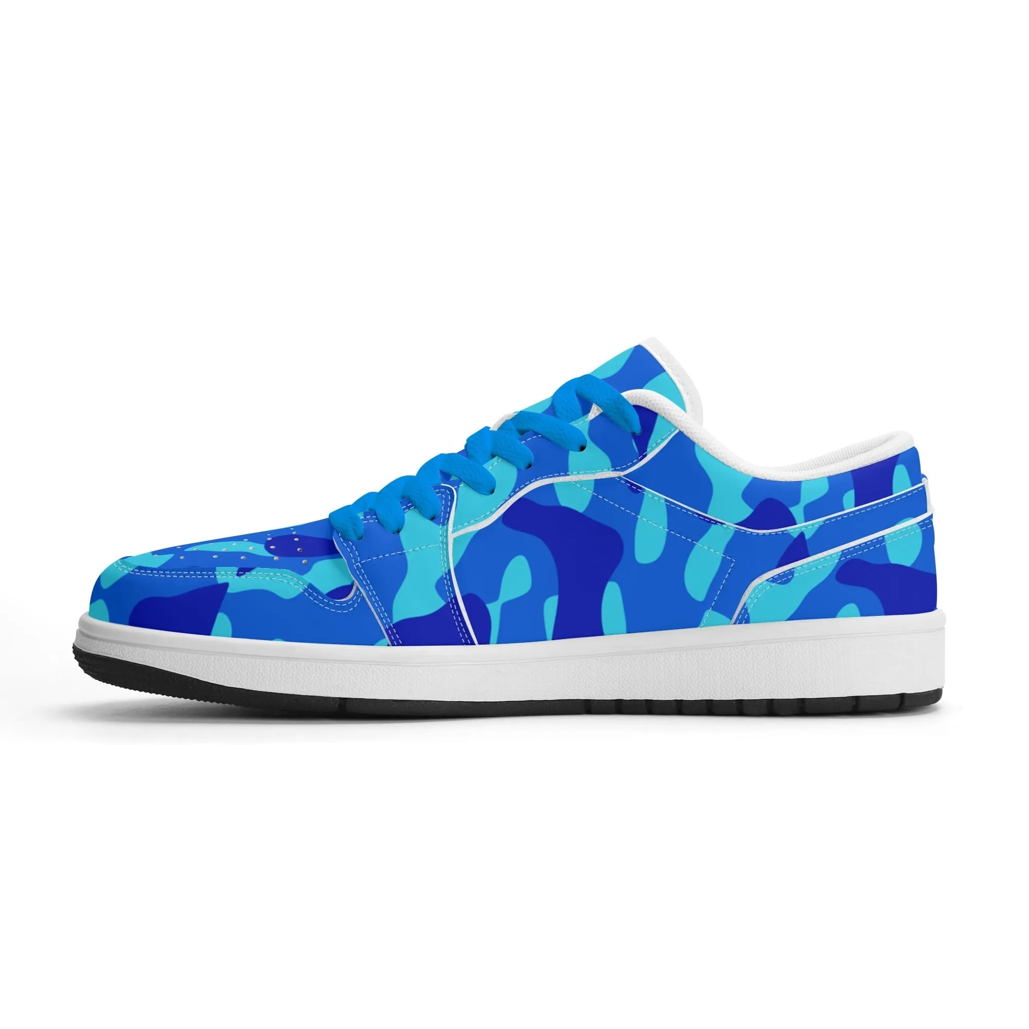Blue Camouflage Low Top Leder Sneaker für Herren