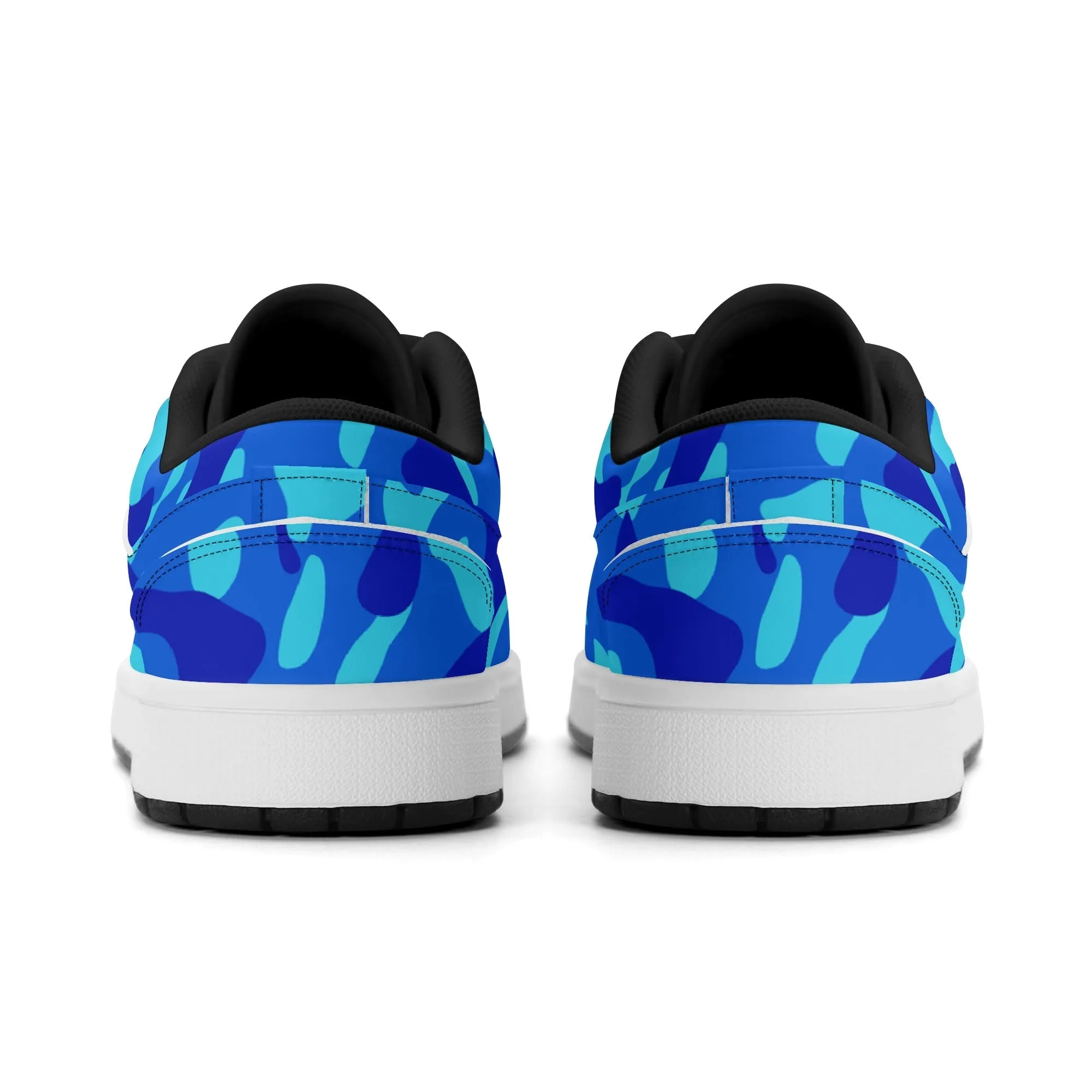 Blue Camouflage Low Top Leder Sneaker für Herren
