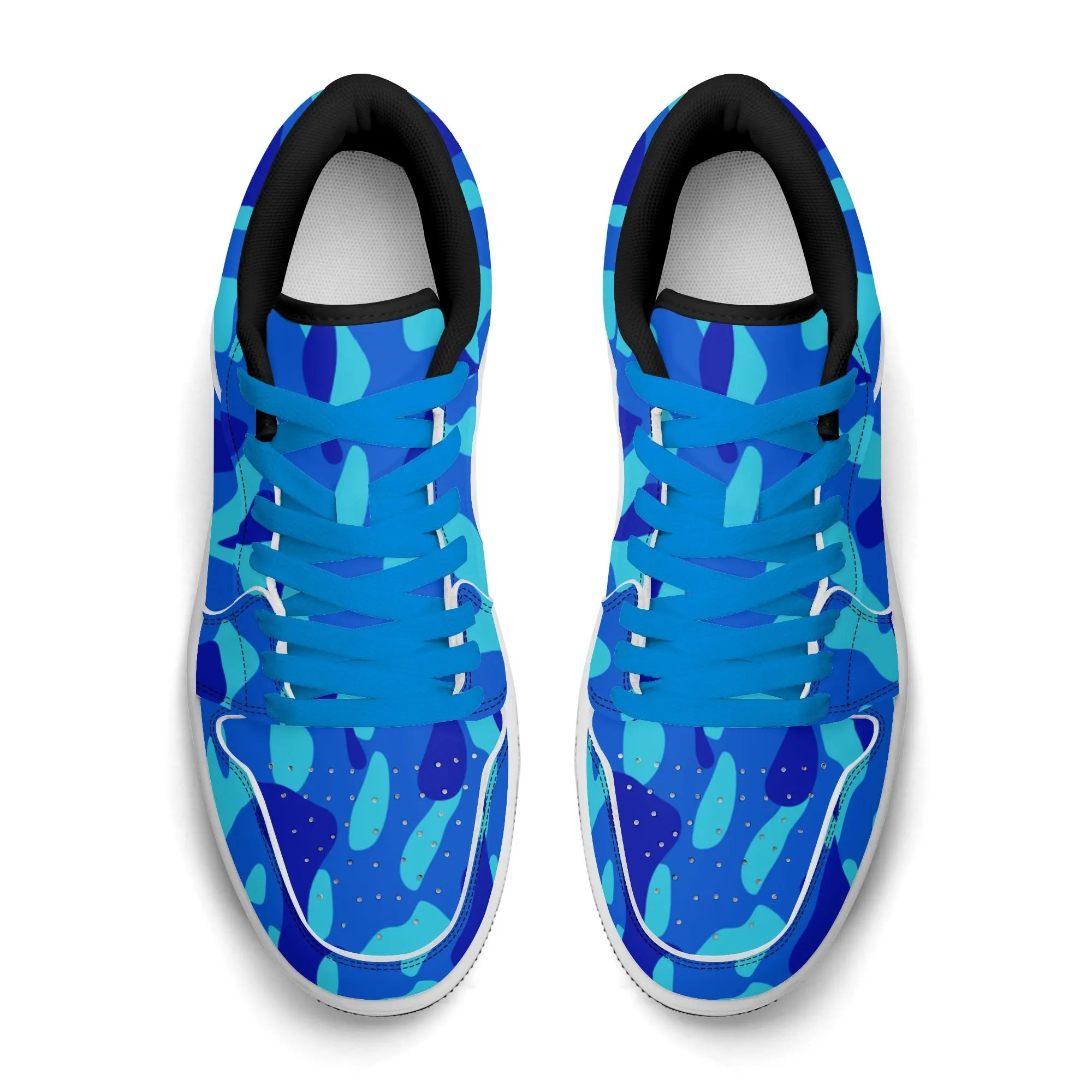 Blue Camouflage Low Top Leder Sneaker für Herren