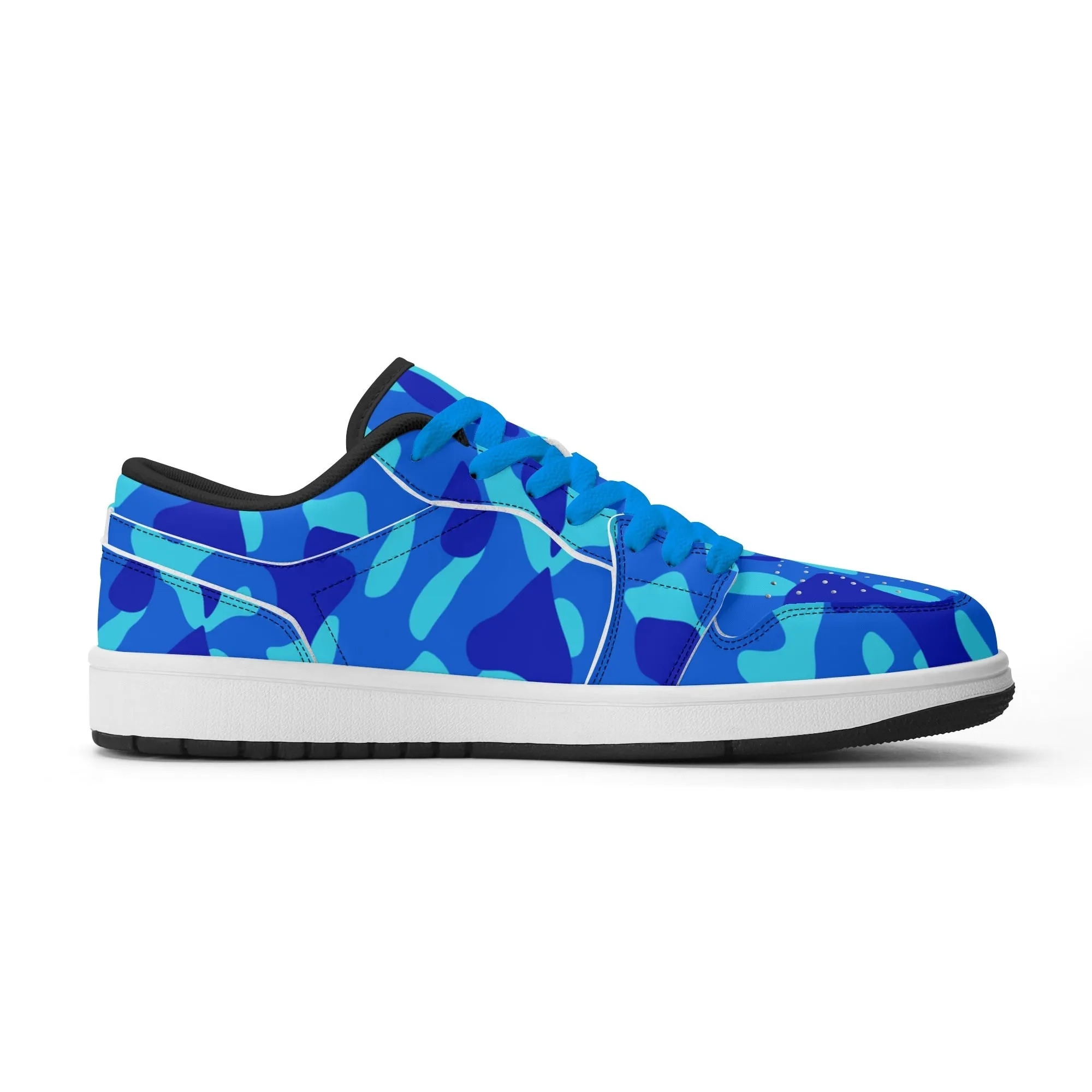 Blue Camouflage Low Top Leder Sneaker für Herren