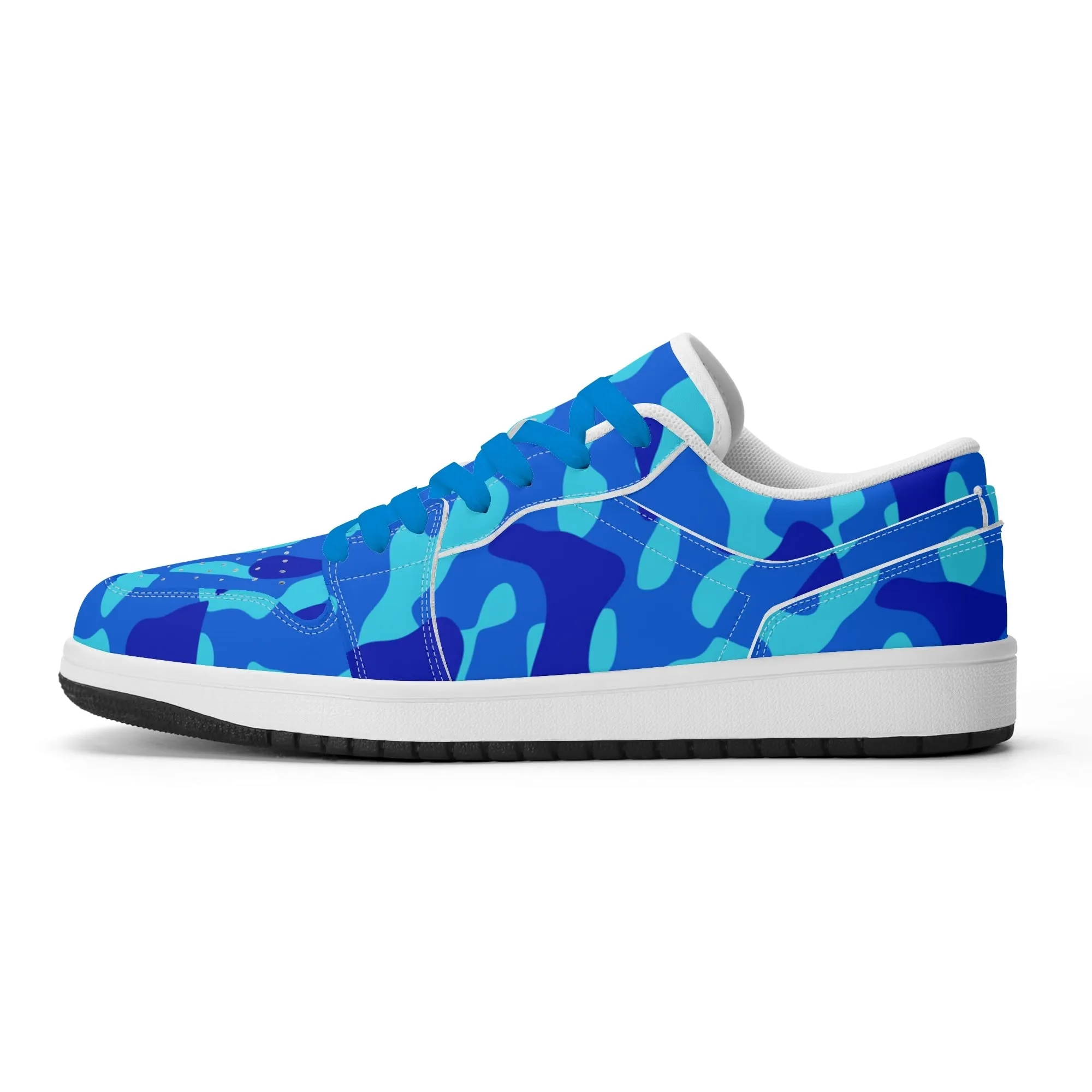 Blue Camouflage Low Top Leder Sneaker für Herren