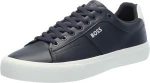 BOSS Men's Aiden Logo Block Leather Low Top Sneaker