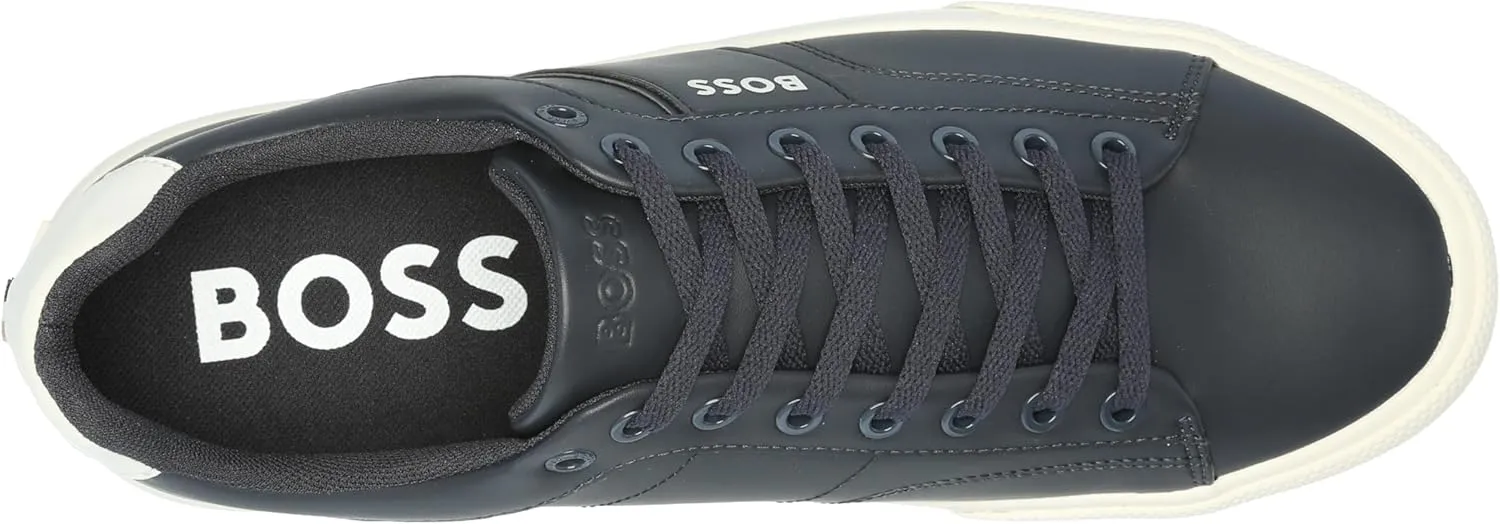 BOSS Men's Aiden Logo Block Leather Low Top Sneaker