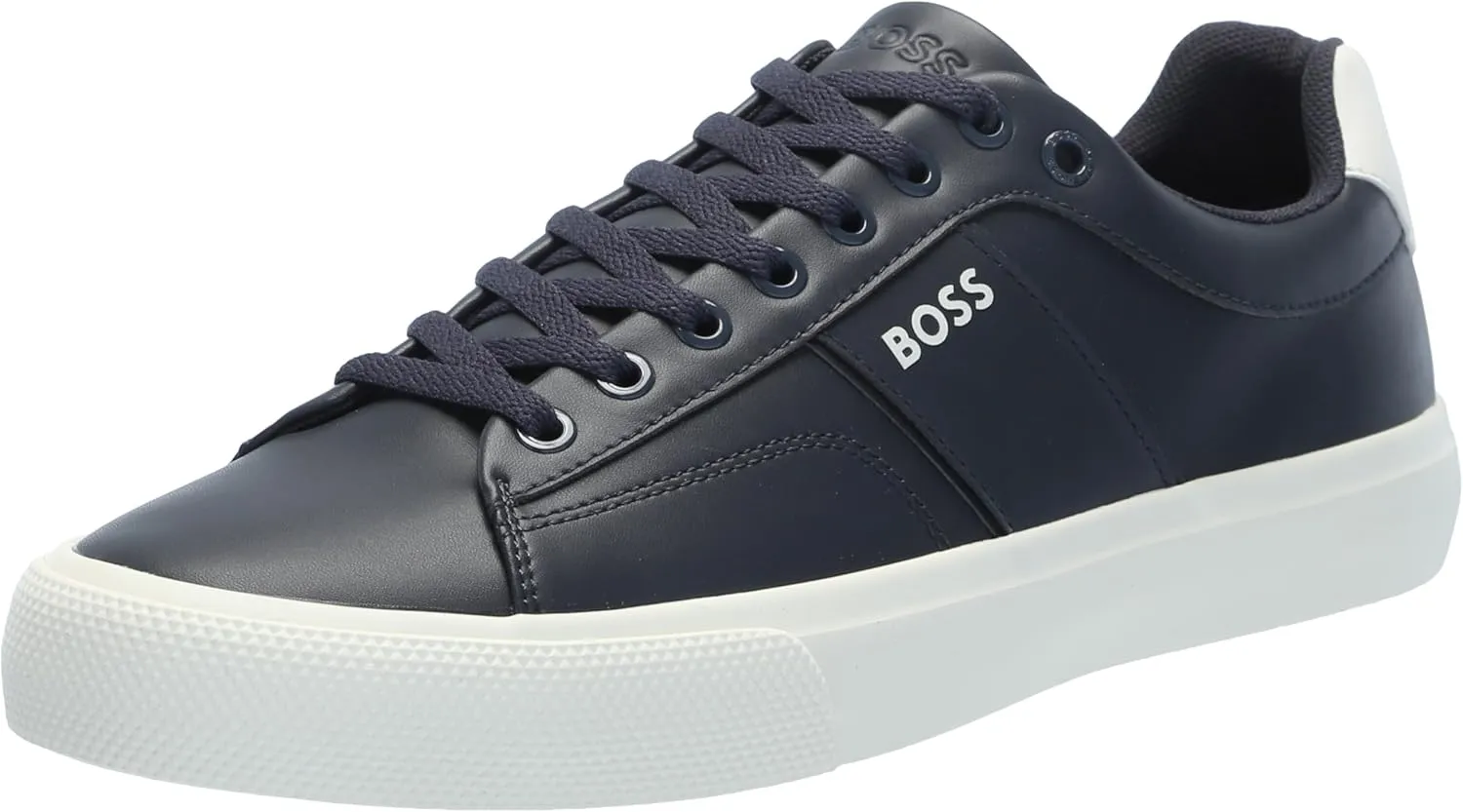 BOSS Men's Aiden Logo Block Leather Low Top Sneaker