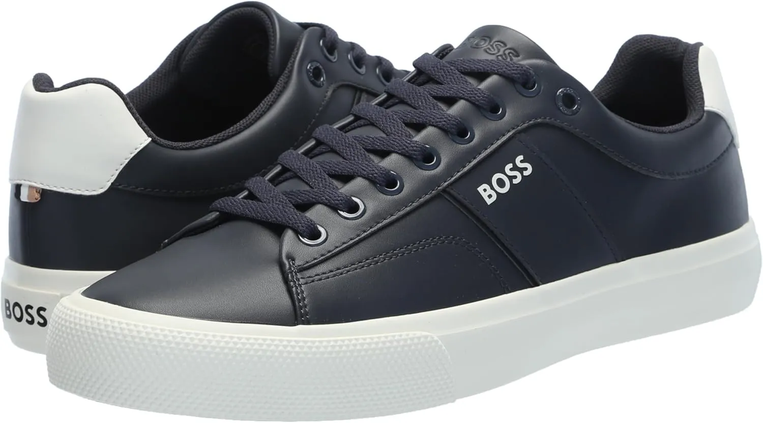 BOSS Men's Aiden Logo Block Leather Low Top Sneaker