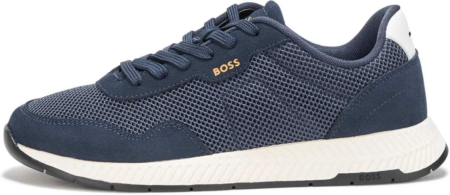 BOSS Men's Leather Mix Low Top Sneaker