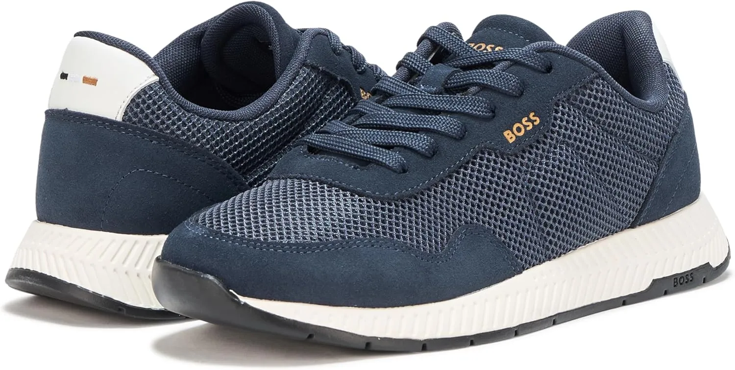 BOSS Men's Leather Mix Low Top Sneaker