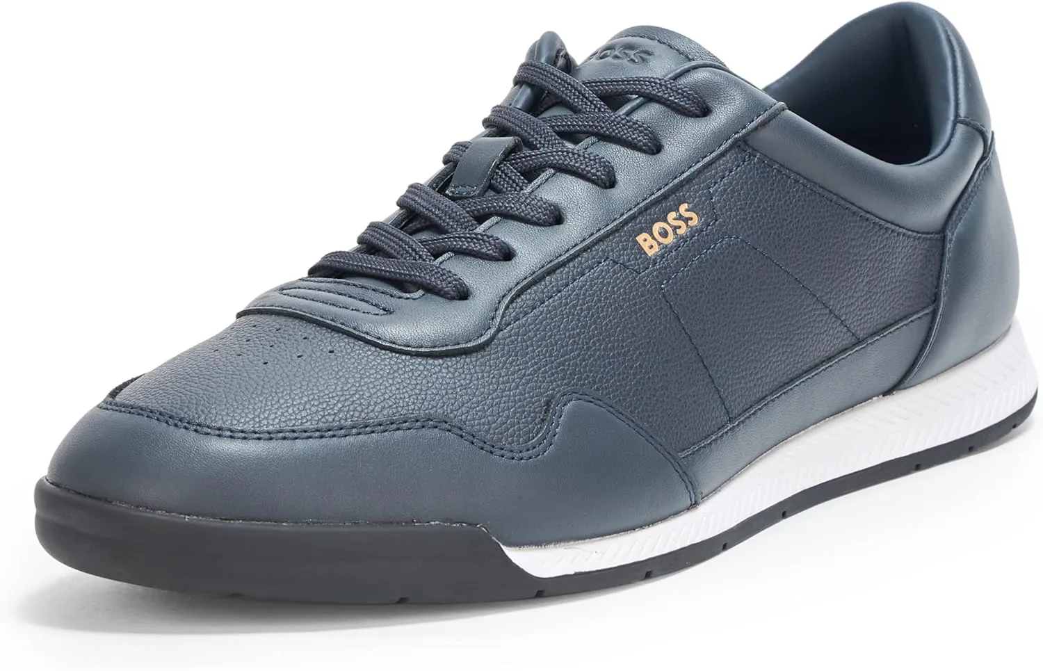 BOSS Men's Titanium Low Profile Leather Sneaker