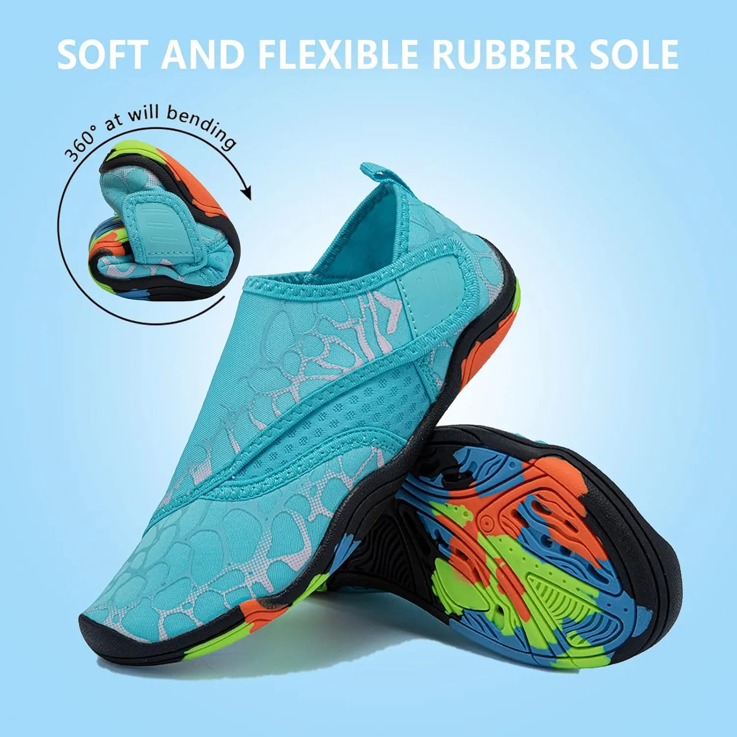 Boys & Girls Water Shoes Lightweight Comfort Sole Easy Walking Athletic Slip on Aqua Sock(Toddler/Little Kid/Big Kid)