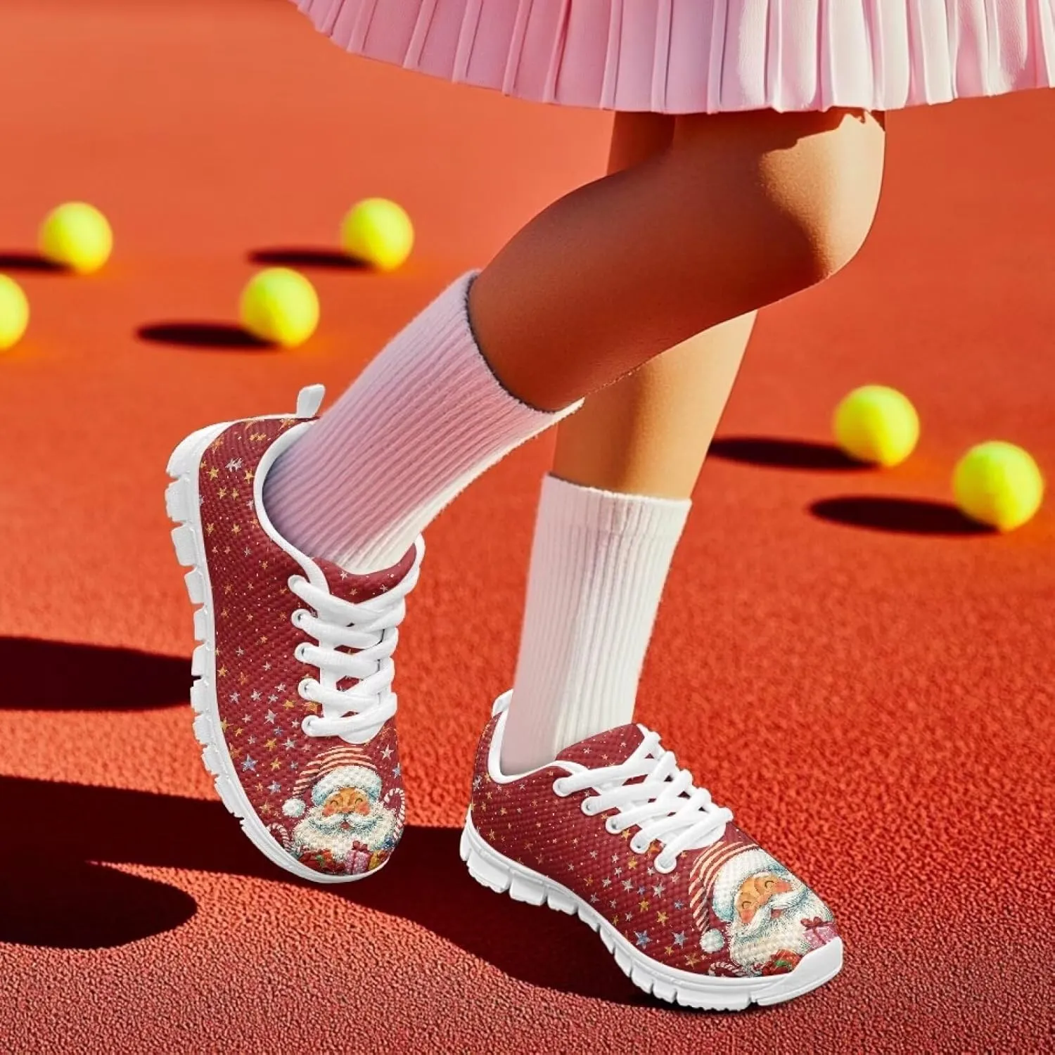 Boys Girls Christmas Mesh Sneaker Non Slip Breathable Sports Running Tennis Shoe Lace-up Casual Walking Shoe US11-5