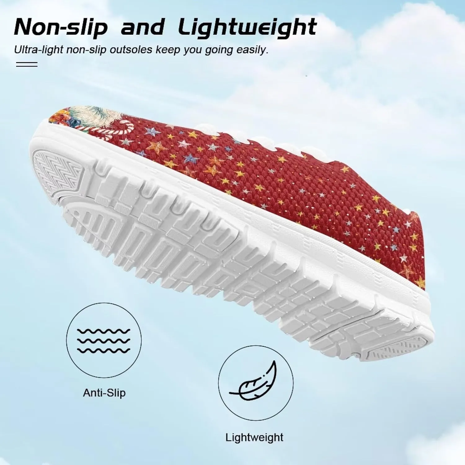 Boys Girls Christmas Mesh Sneaker Non Slip Breathable Sports Running Tennis Shoe Lace-up Casual Walking Shoe US11-5
