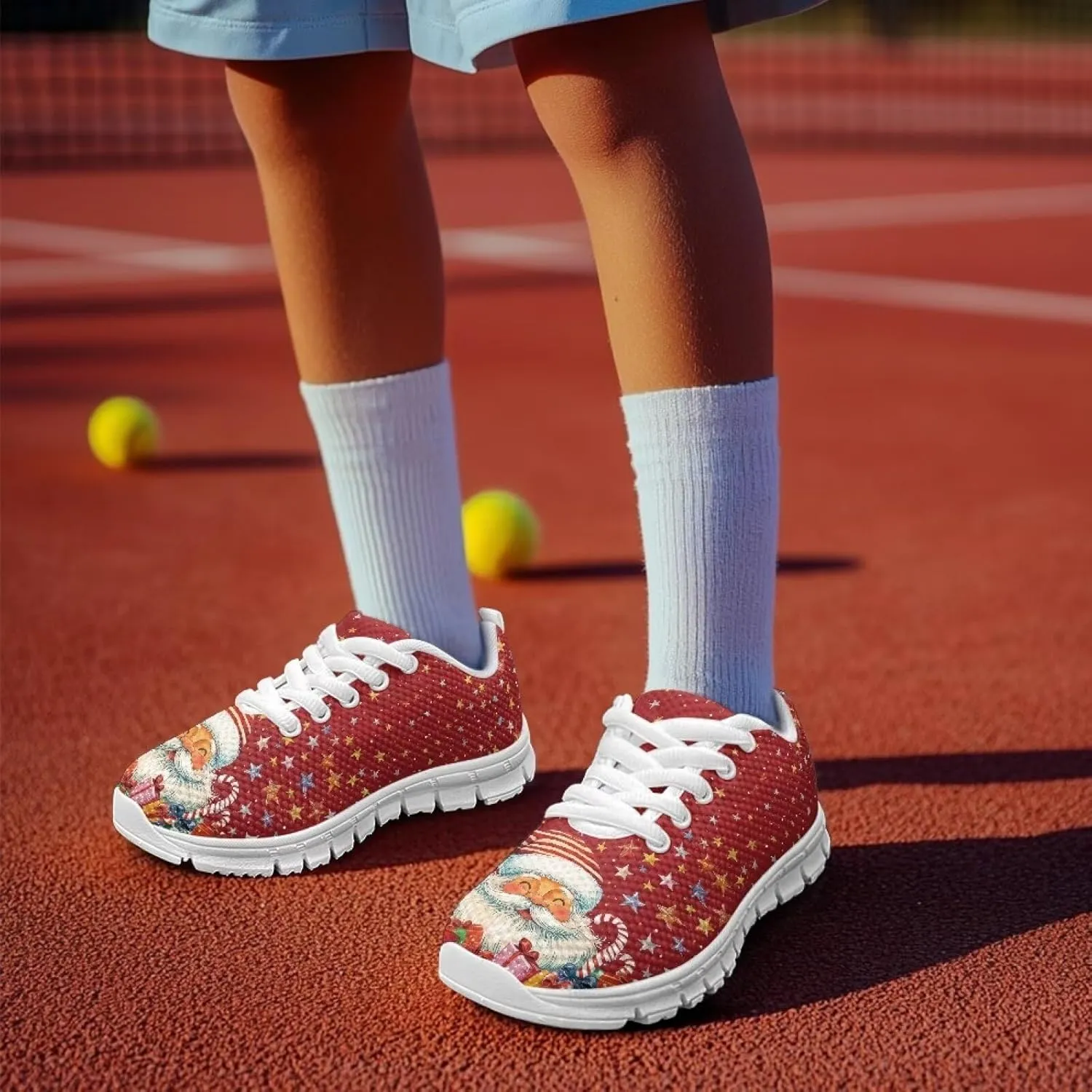 Boys Girls Christmas Mesh Sneaker Non Slip Breathable Sports Running Tennis Shoe Lace-up Casual Walking Shoe US11-5