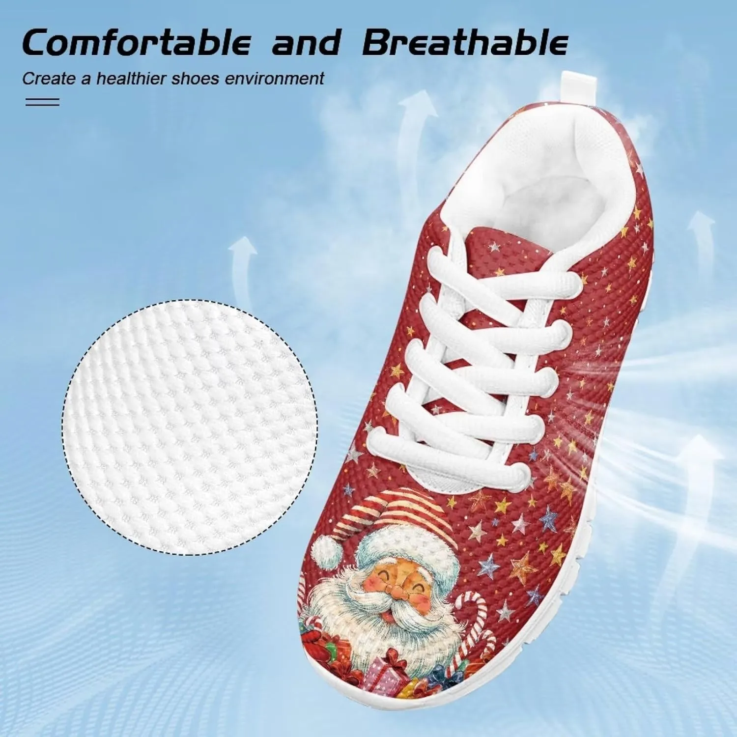Boys Girls Christmas Mesh Sneaker Non Slip Breathable Sports Running Tennis Shoe Lace-up Casual Walking Shoe US11-5