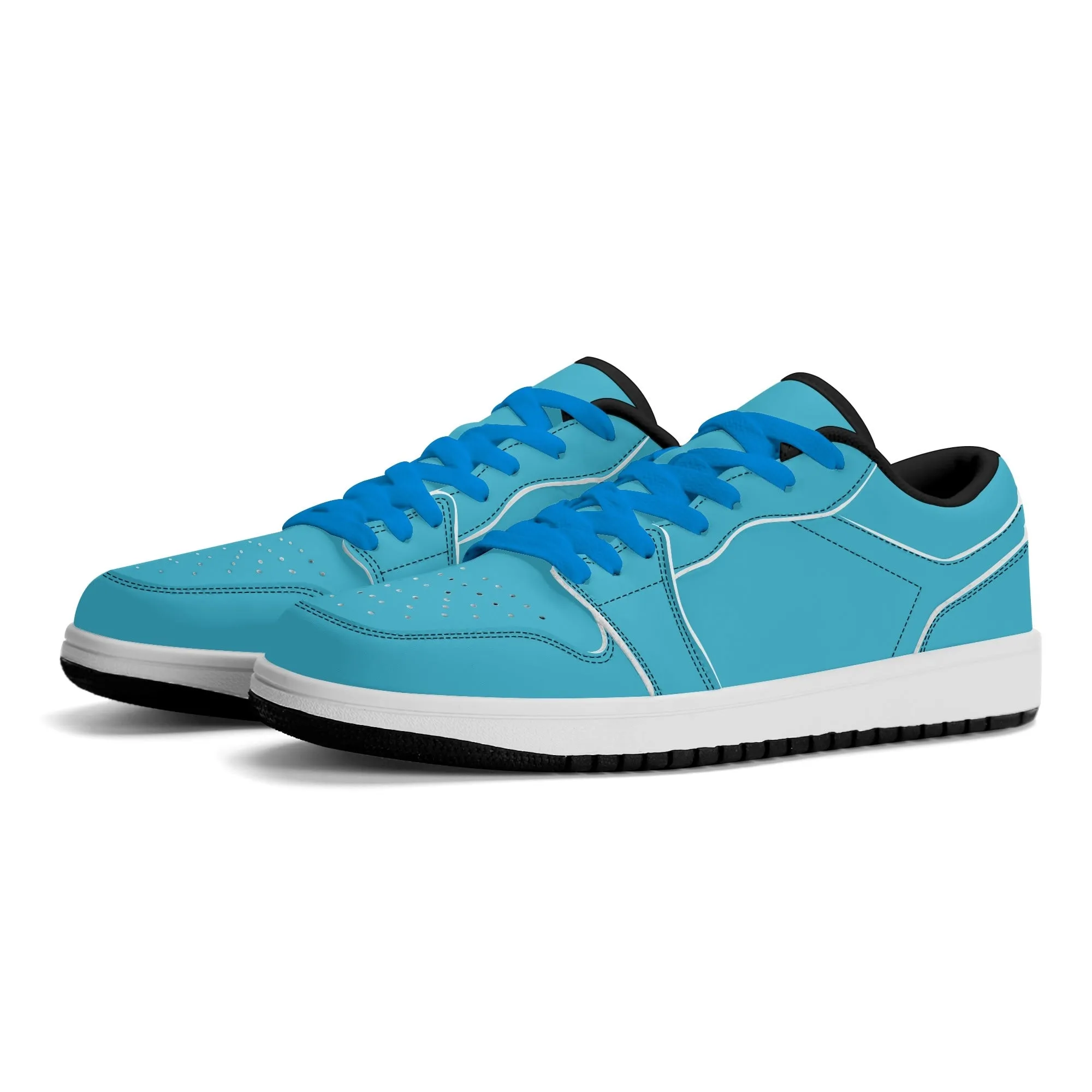 Bright Summer Sky Low Top Leder Sneaker für Damen
