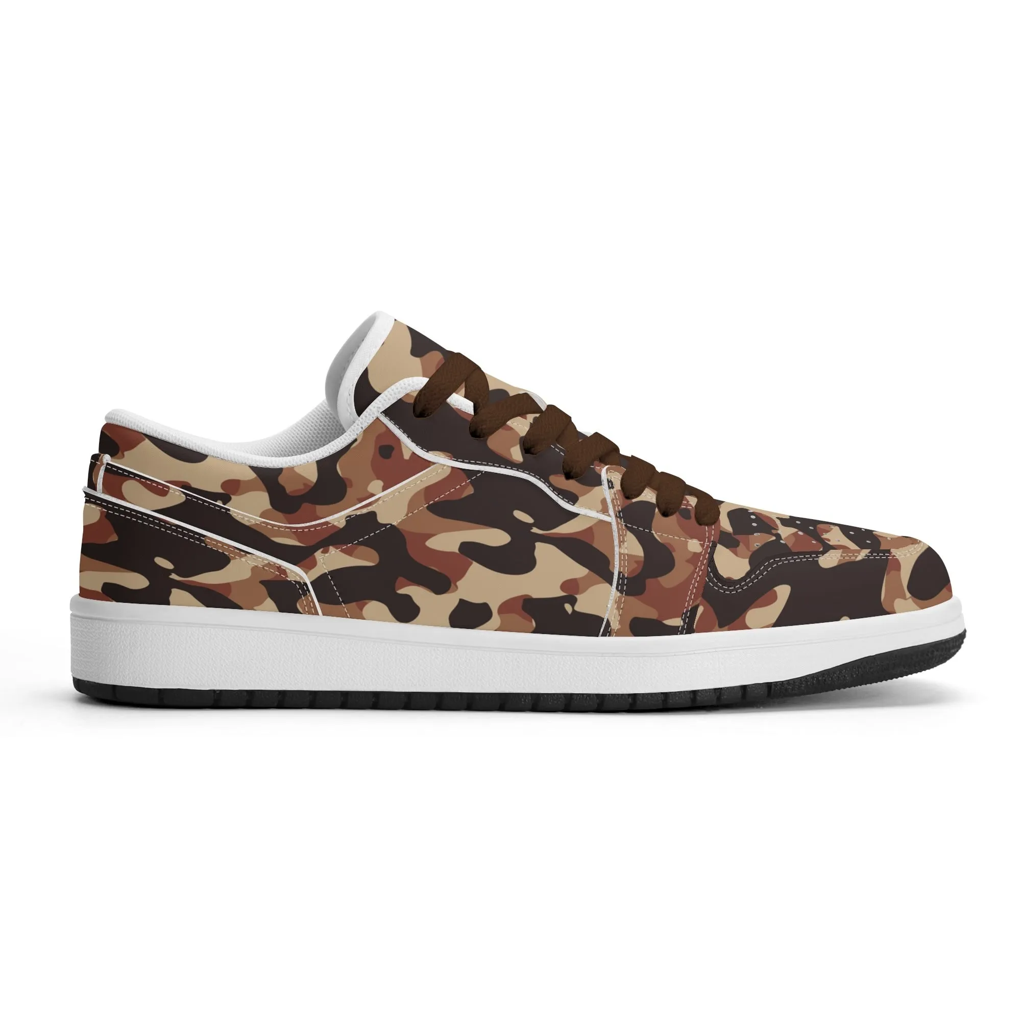 Brown Camouflage Low Top Leder Sneaker für Herren