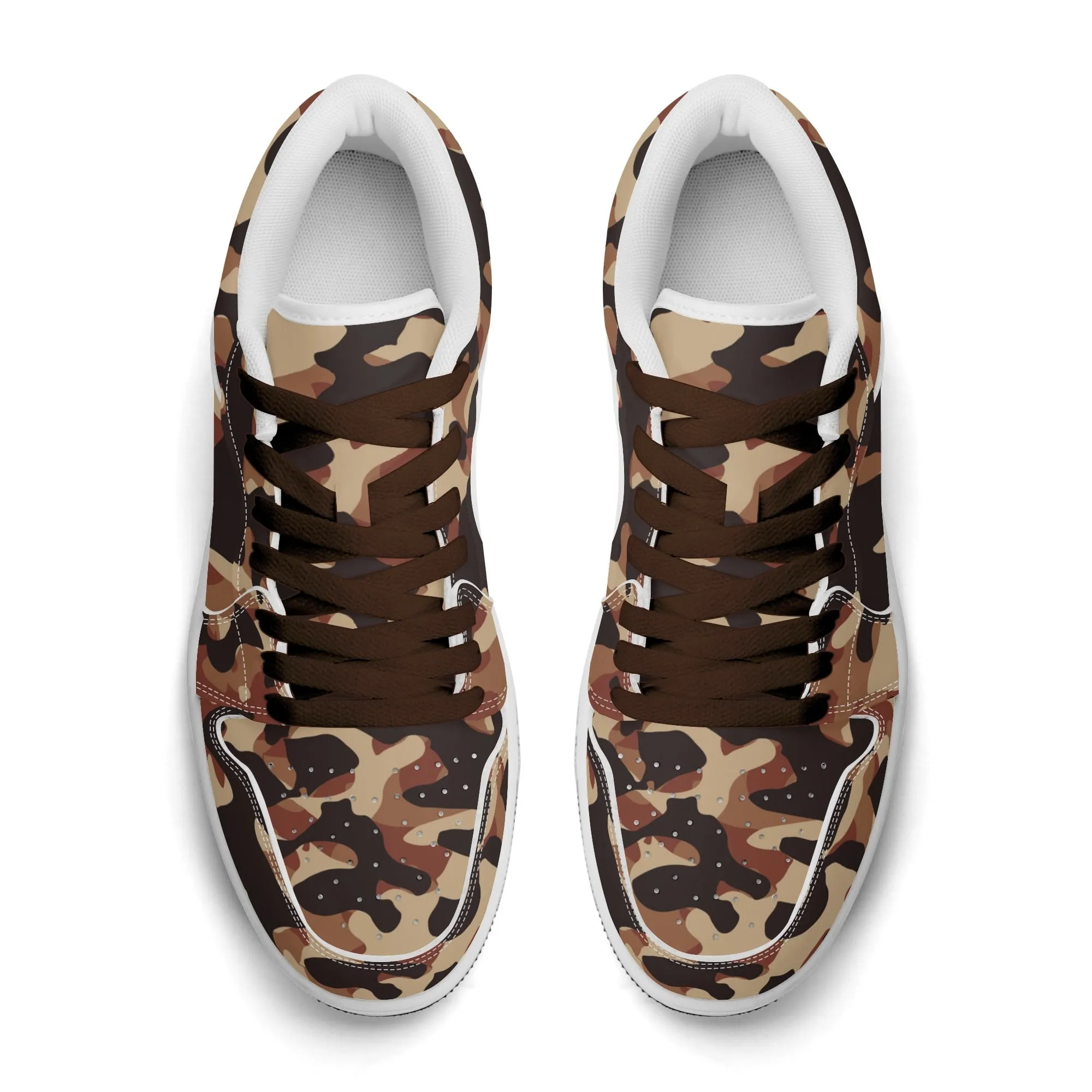Brown Camouflage Low Top Leder Sneaker für Herren