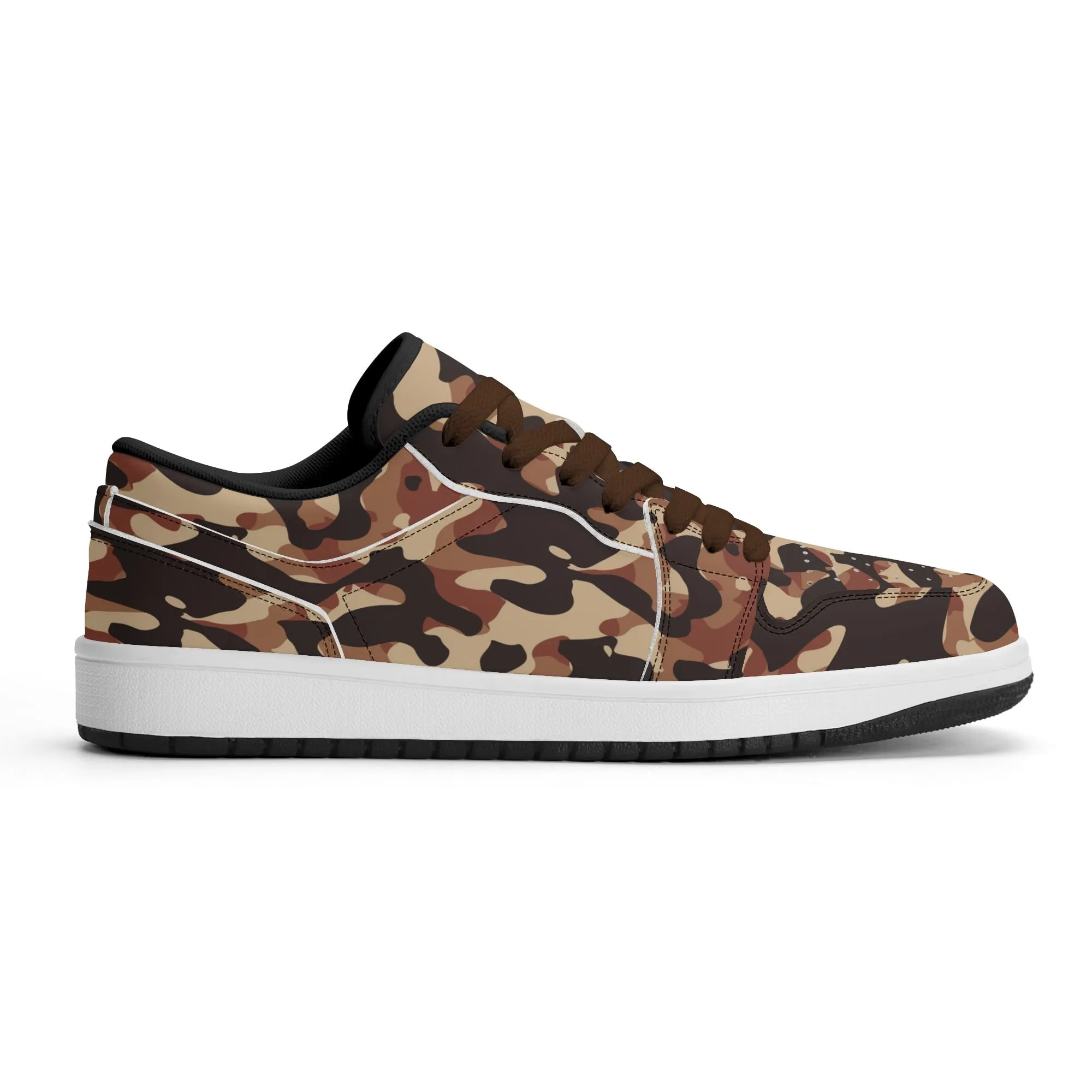 Brown Camouflage Low Top Leder Sneaker für Herren