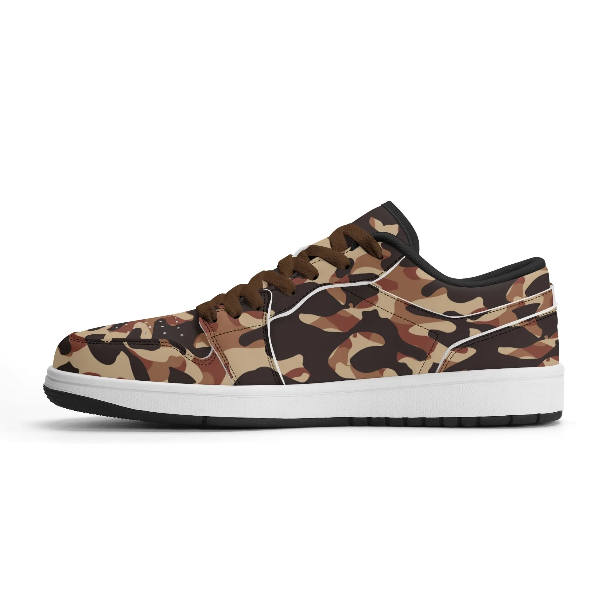 Brown Camouflage Low Top Leder Sneaker für Herren