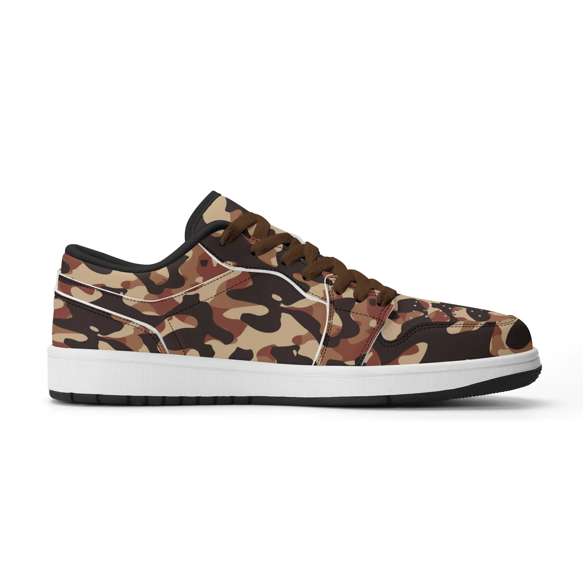 Brown Camouflage Low Top Leder Sneaker für Herren