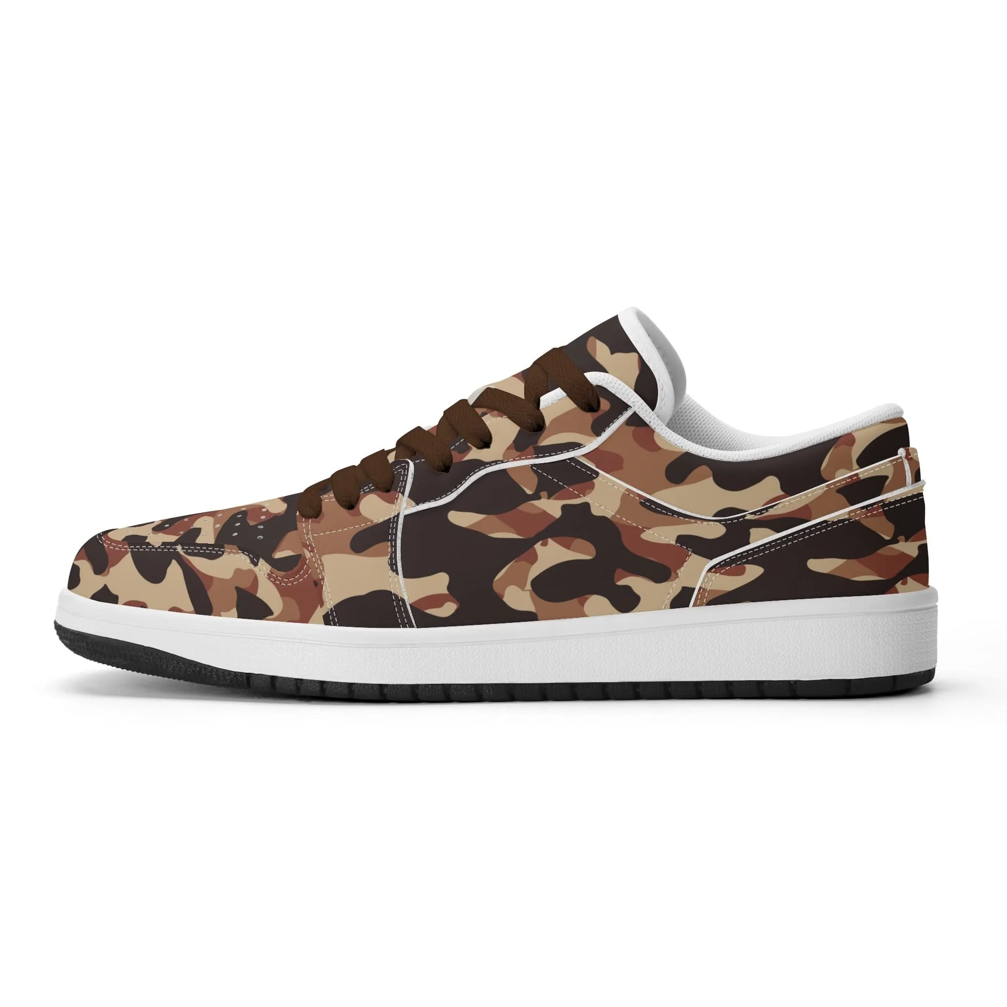 Brown Camouflage Low Top Leder Sneaker für Herren