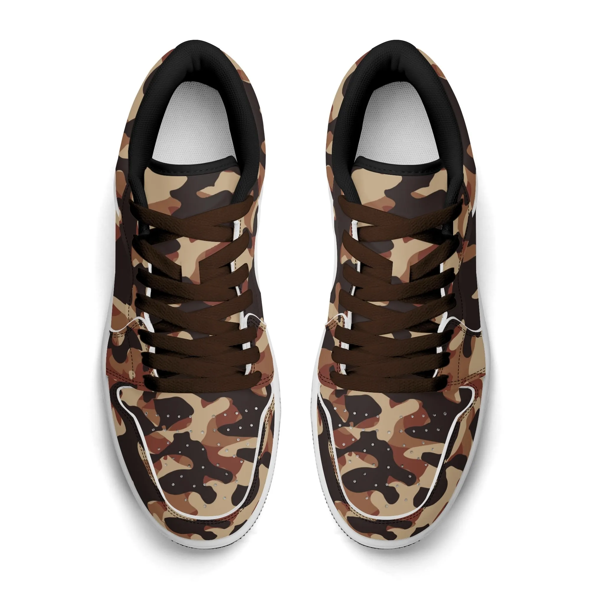 Brown Camouflage Low Top Leder Sneaker für Herren