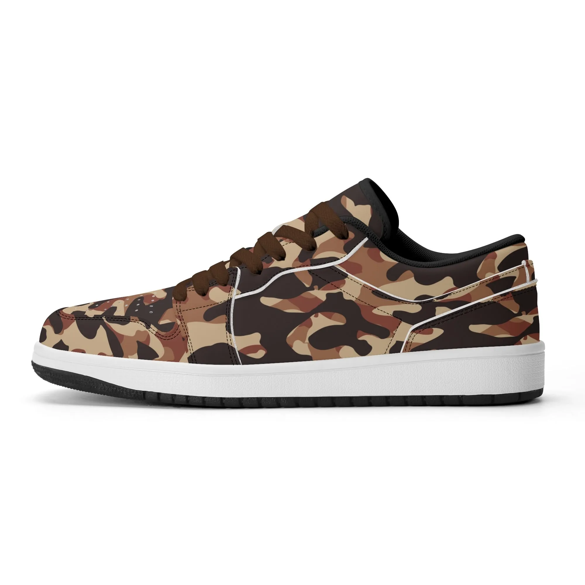 Brown Camouflage Low Top Leder Sneaker für Herren