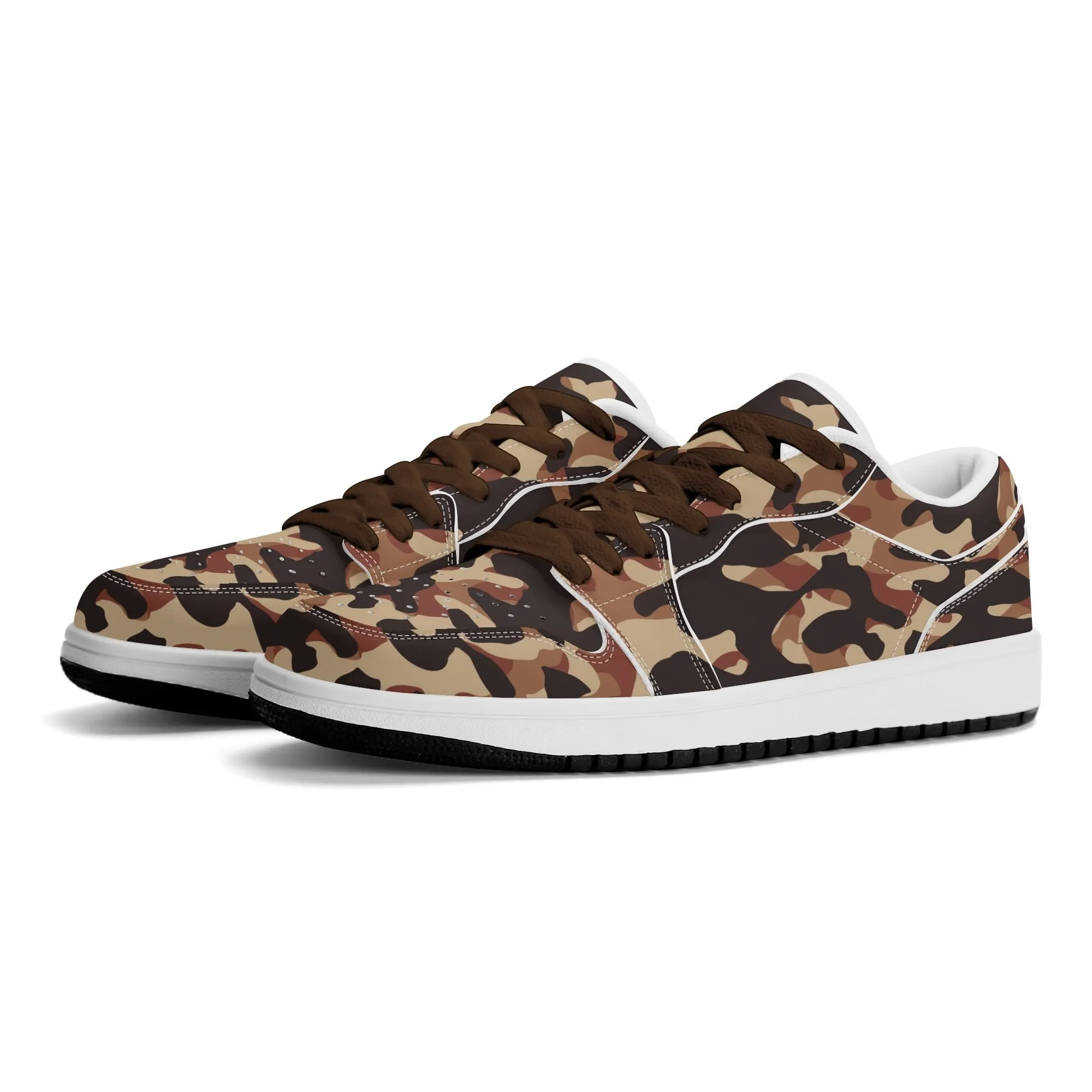 Brown Camouflage Low Top Leder Sneaker für Herren