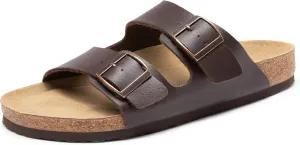 Bruno Marc Men's Cork footbed Sandal Beach Slides with Adjustable Buckle Straps