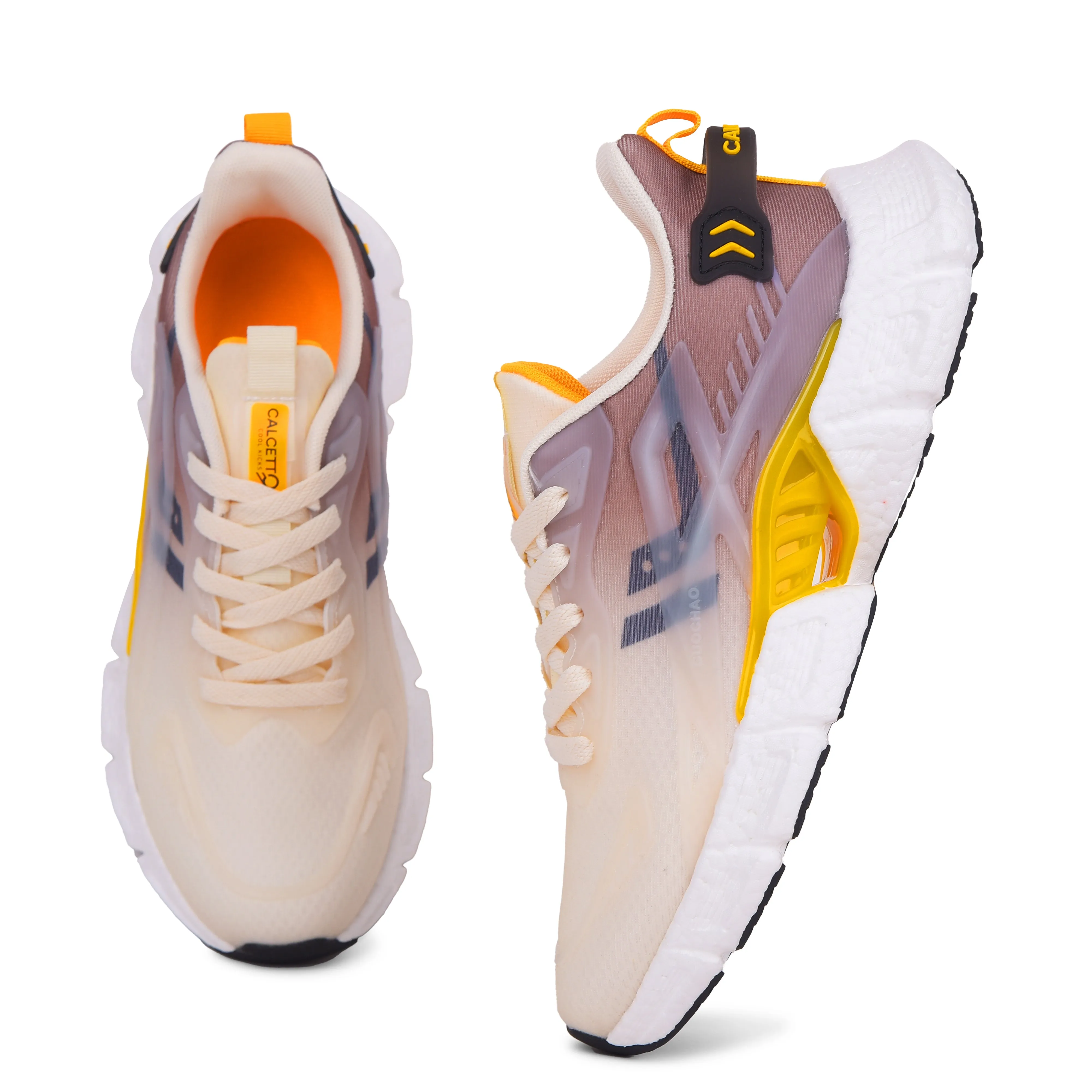 Calcetto Lightweight Casual Men's Running Sports Shoes CLT-1015 Beige Yellow
