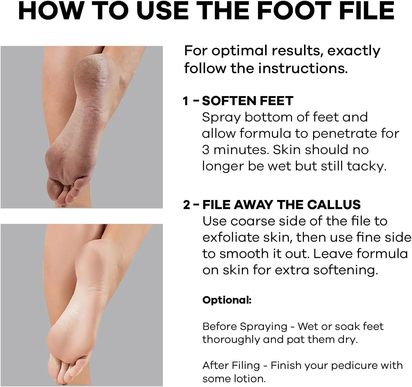 Callus Remover Foot Scrub - Exfoliating Feet Spray-On Formula and Reusable Deluxe Sole File Valentines Gift Set - Dead Skin Remover, Peel & Soften Cracked Heels - Deluxe Pedicure Spa Kit