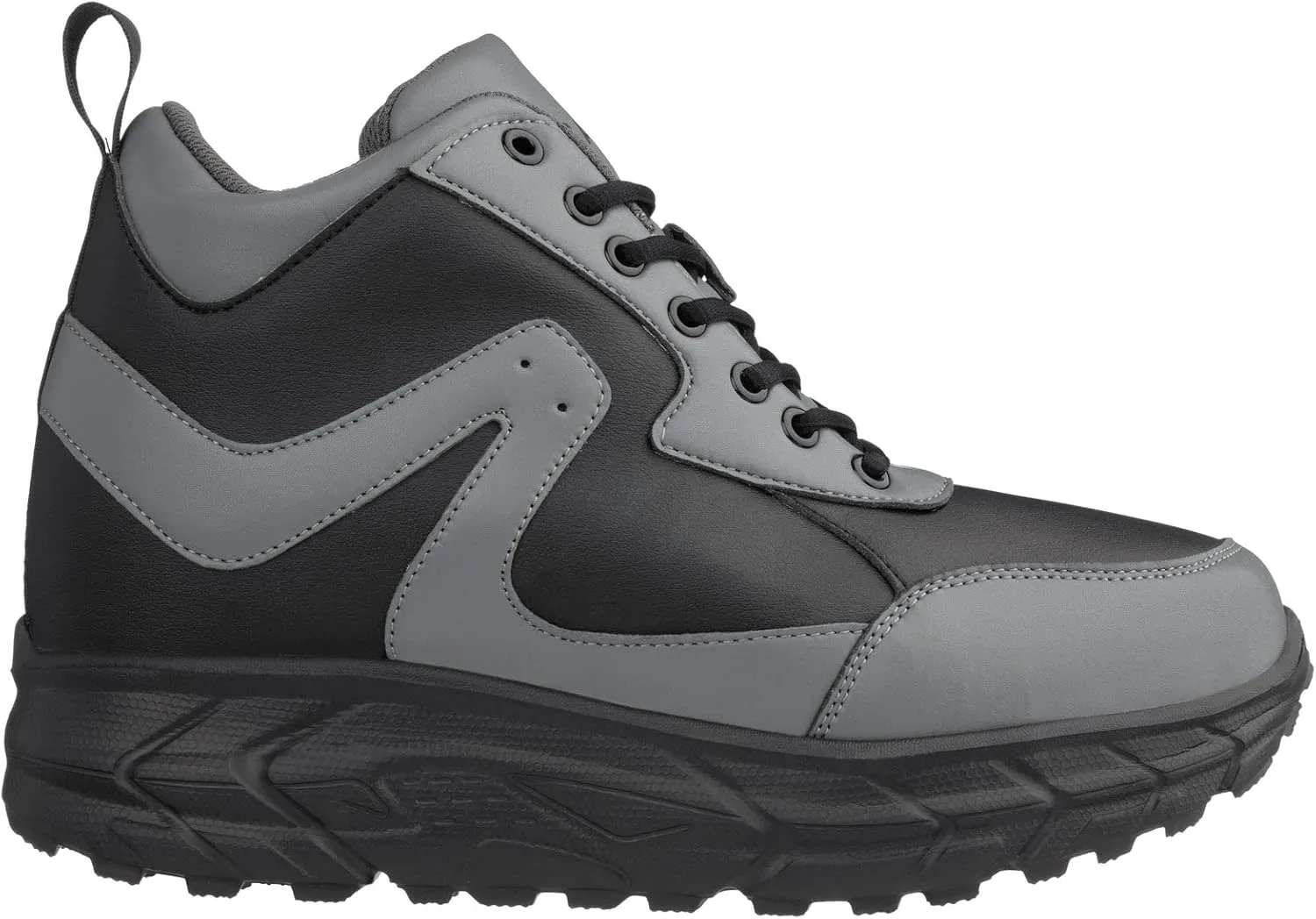 CALTO Men's Invisible Height Increasing Elevator Shoes - Black/Grey Lace-up High-Top Hiking Style Sneaker Boots - 4 Inches Taller - S22771 - Size 9 D(M) US