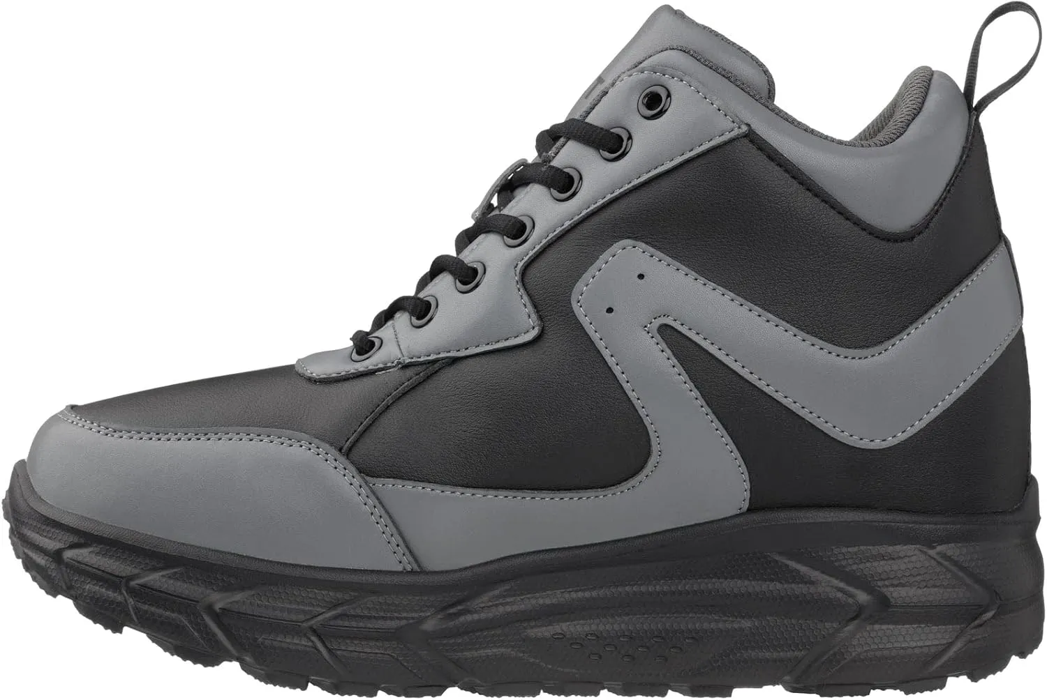 CALTO Men's Invisible Height Increasing Elevator Shoes - Black/Grey Lace-up High-Top Hiking Style Sneaker Boots - 4 Inches Taller - S22771 - Size 9 D(M) US
