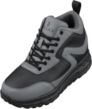 CALTO Men's Invisible Height Increasing Elevator Shoes - Black/Grey Lace-up High-Top Hiking Style Sneaker Boots - 4 Inches Taller - S22771 - Size 9 D(M) US
