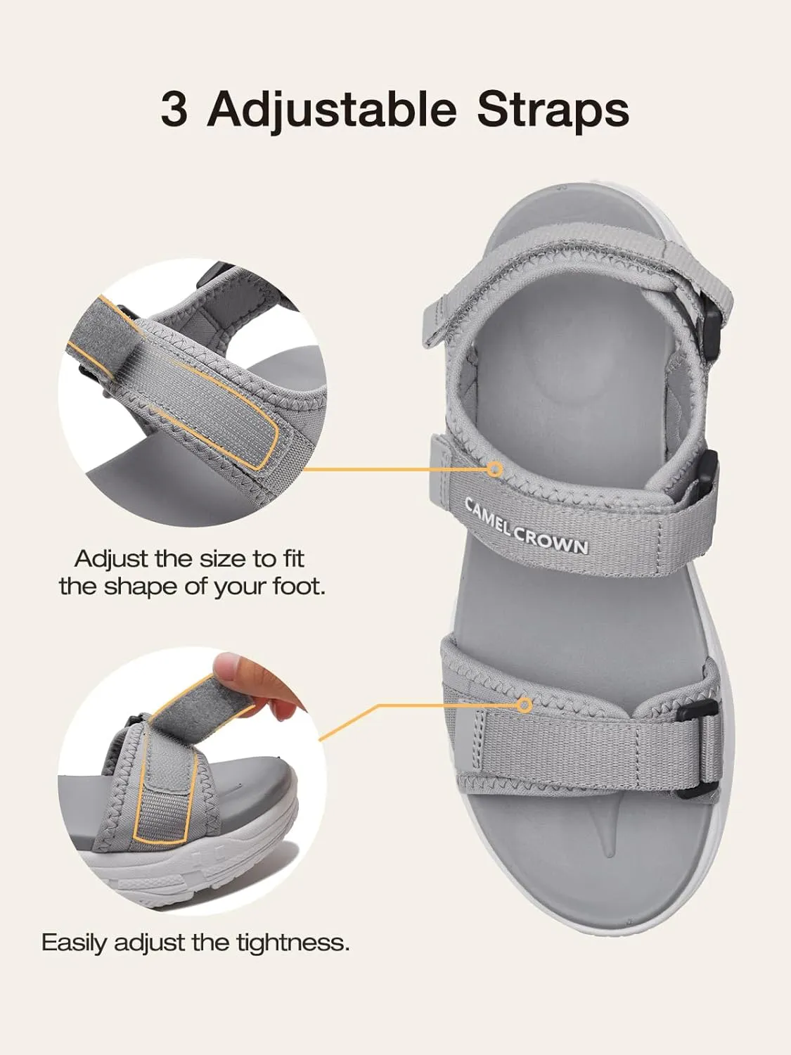 CAMEL CROWN Women's Athletic Sandals Comfortable Outdoor Walking Waterproof Lightweight Girls' Platform Shoes Open Toe Arch Support