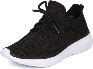 Cape Robbin Haven-1 Black Fabric Knitted Lace Up Low Top Jogging Sneakers