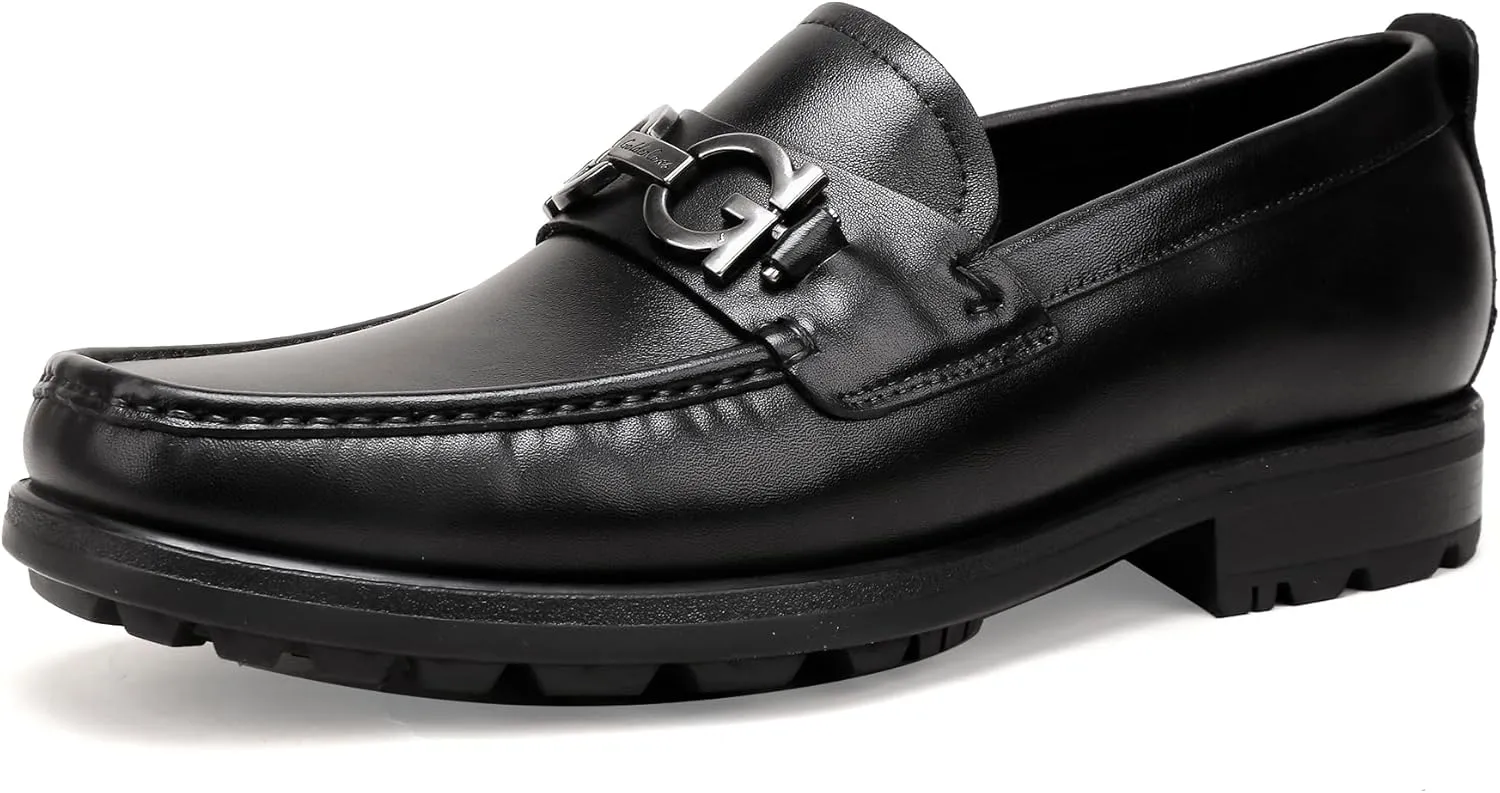 Casual Dress Shoes for Men, Premium Formal Buckle Dress Loafers Business Slip-on Penny Loafer for Mens