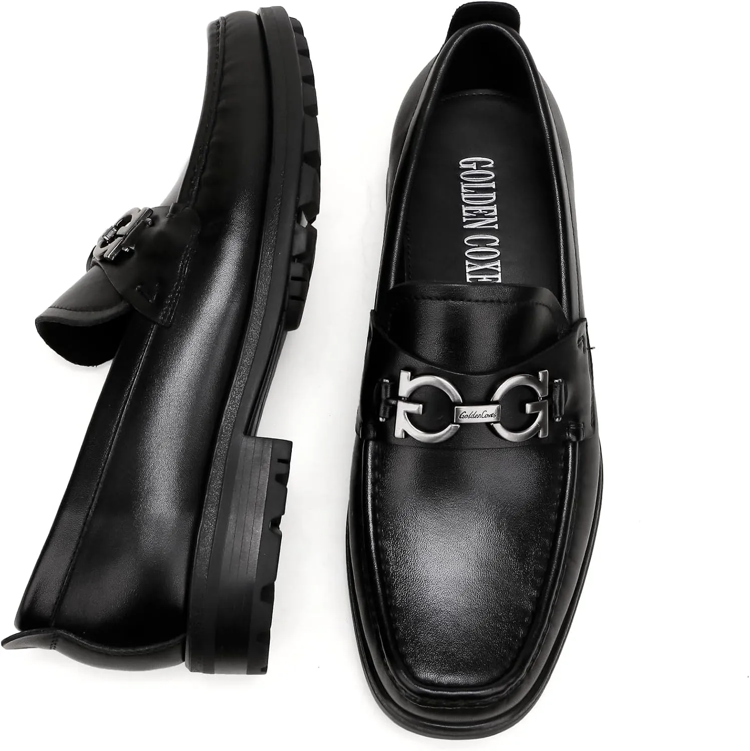 Casual Dress Shoes for Men, Premium Formal Buckle Dress Loafers Business Slip-on Penny Loafer for Mens