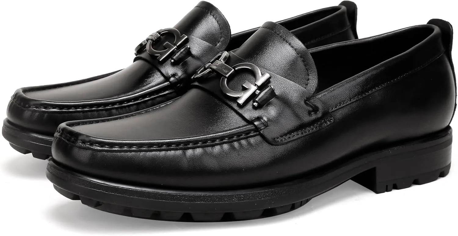 Casual Dress Shoes for Men, Premium Formal Buckle Dress Loafers Business Slip-on Penny Loafer for Mens