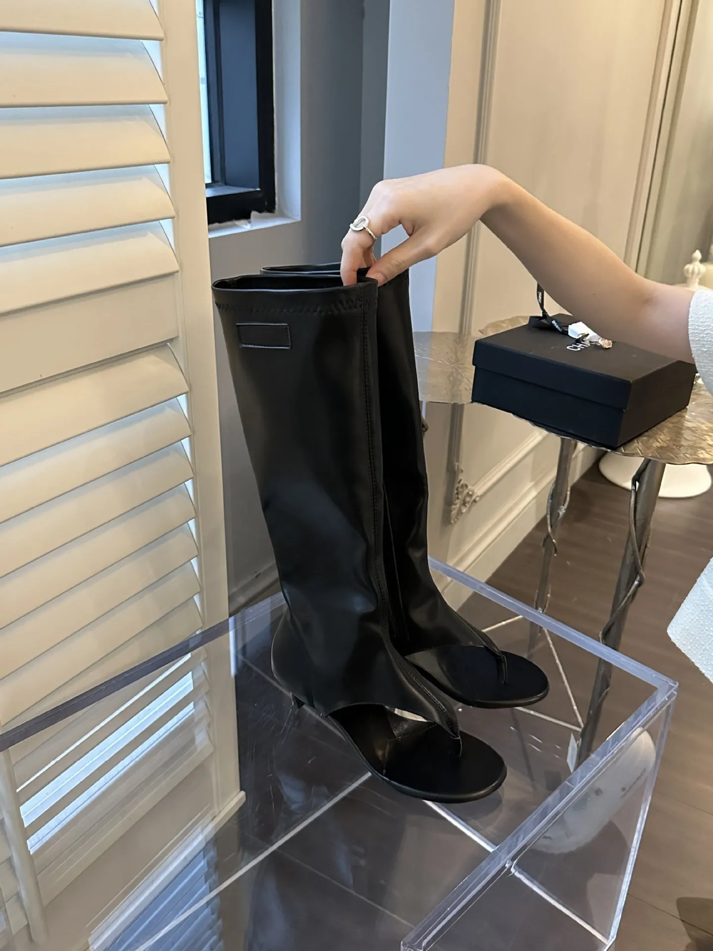Casual Side Zipper Clip Toe Stiletto Heel Sandal Boots