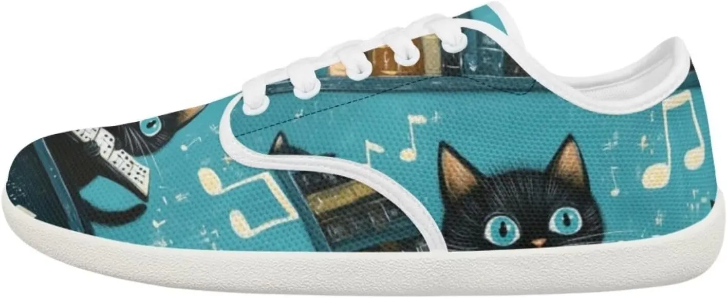 chaqlin Womens Fitness Shoes Non Slip Cat Pattern Low Top Athletic Sneaker Casual Flat Walking Running Tennis Shoe