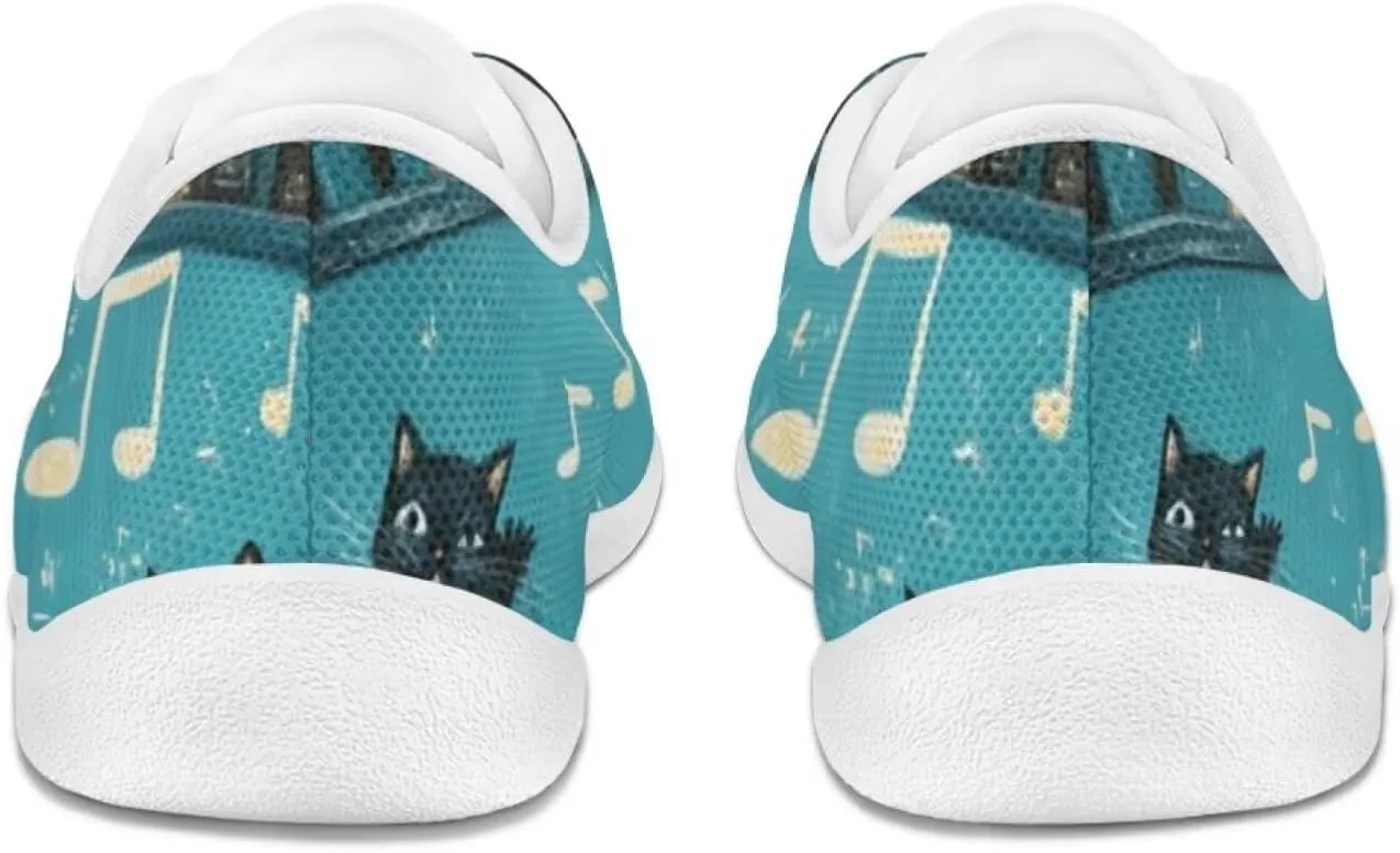 chaqlin Womens Fitness Shoes Non Slip Cat Pattern Low Top Athletic Sneaker Casual Flat Walking Running Tennis Shoe