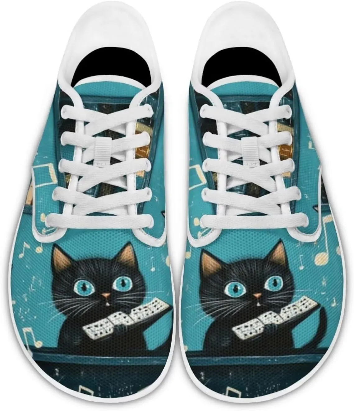 chaqlin Womens Fitness Shoes Non Slip Cat Pattern Low Top Athletic Sneaker Casual Flat Walking Running Tennis Shoe