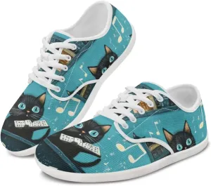 chaqlin Womens Fitness Shoes Non Slip Cat Pattern Low Top Athletic Sneaker Casual Flat Walking Running Tennis Shoe