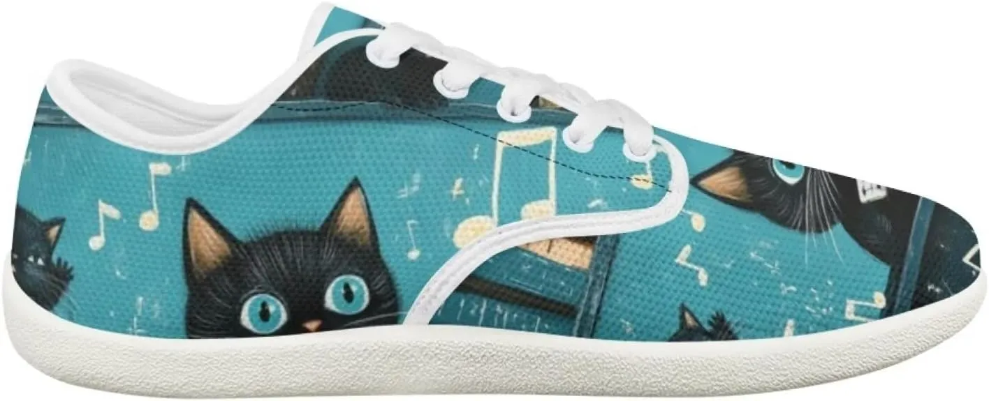 chaqlin Womens Fitness Shoes Non Slip Cat Pattern Low Top Athletic Sneaker Casual Flat Walking Running Tennis Shoe