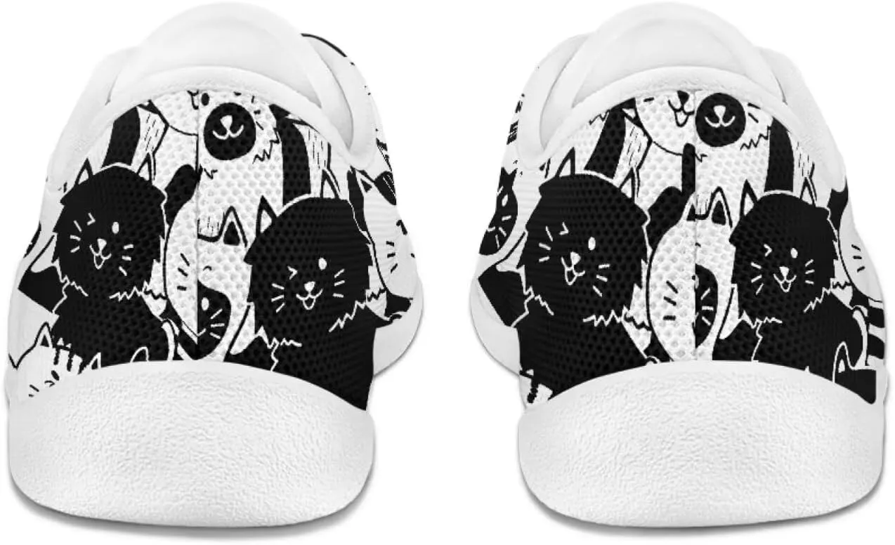 chaqlin Womens Fitness Shoes Non Slip Cat Pattern Low Top Athletic Sneaker Casual Flat Walking Running Tennis Shoe