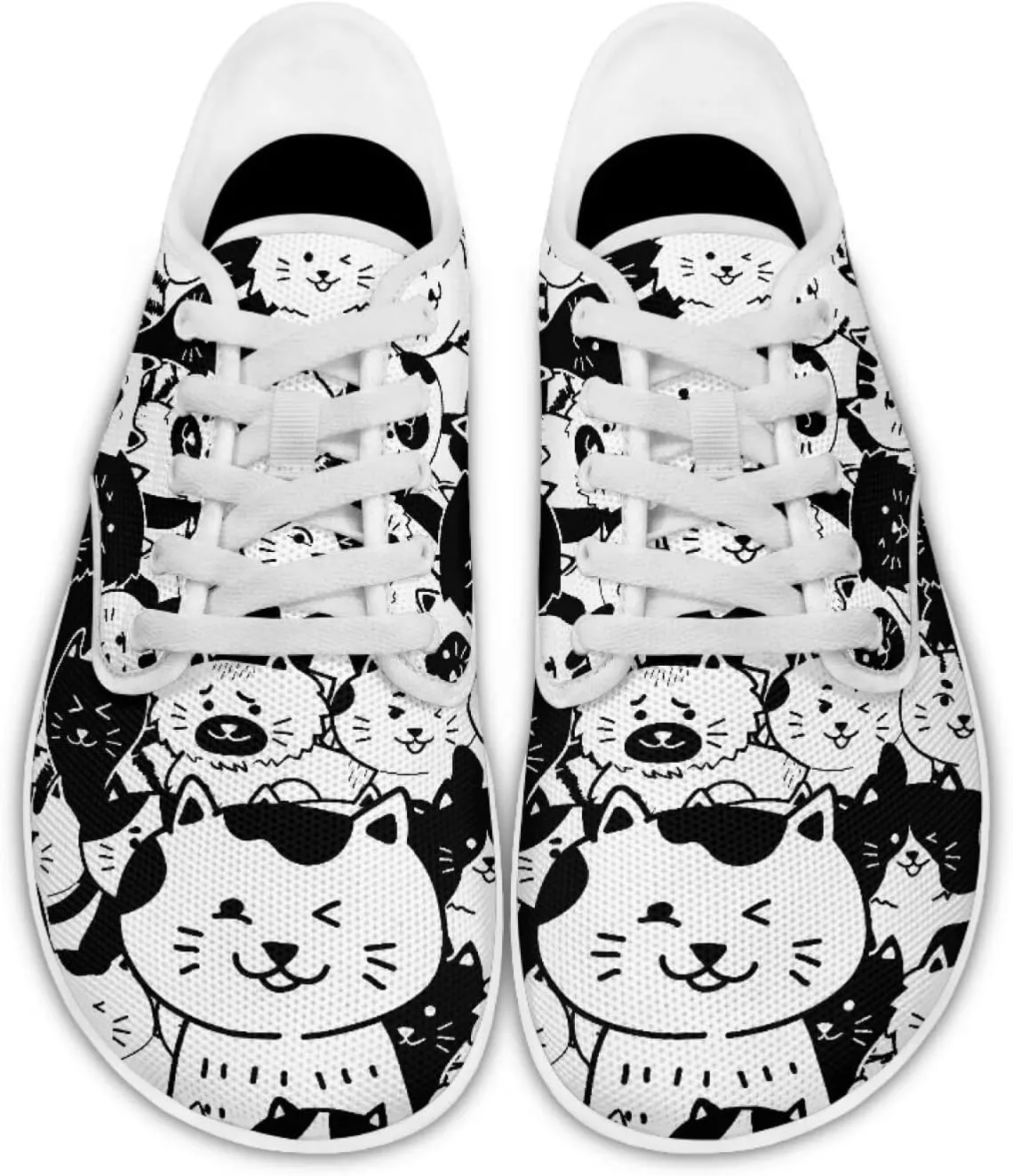 chaqlin Womens Fitness Shoes Non Slip Cat Pattern Low Top Athletic Sneaker Casual Flat Walking Running Tennis Shoe