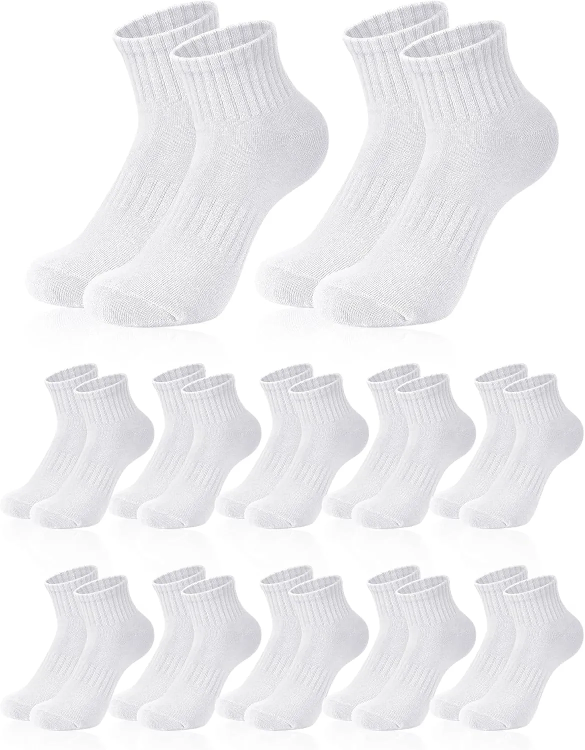 Chuarry 12 Pair Mini Crew Socks for Women Cotton Quarter Low Cut Ankle Socks Soft Breathable for Tennis Athletic Golf Running