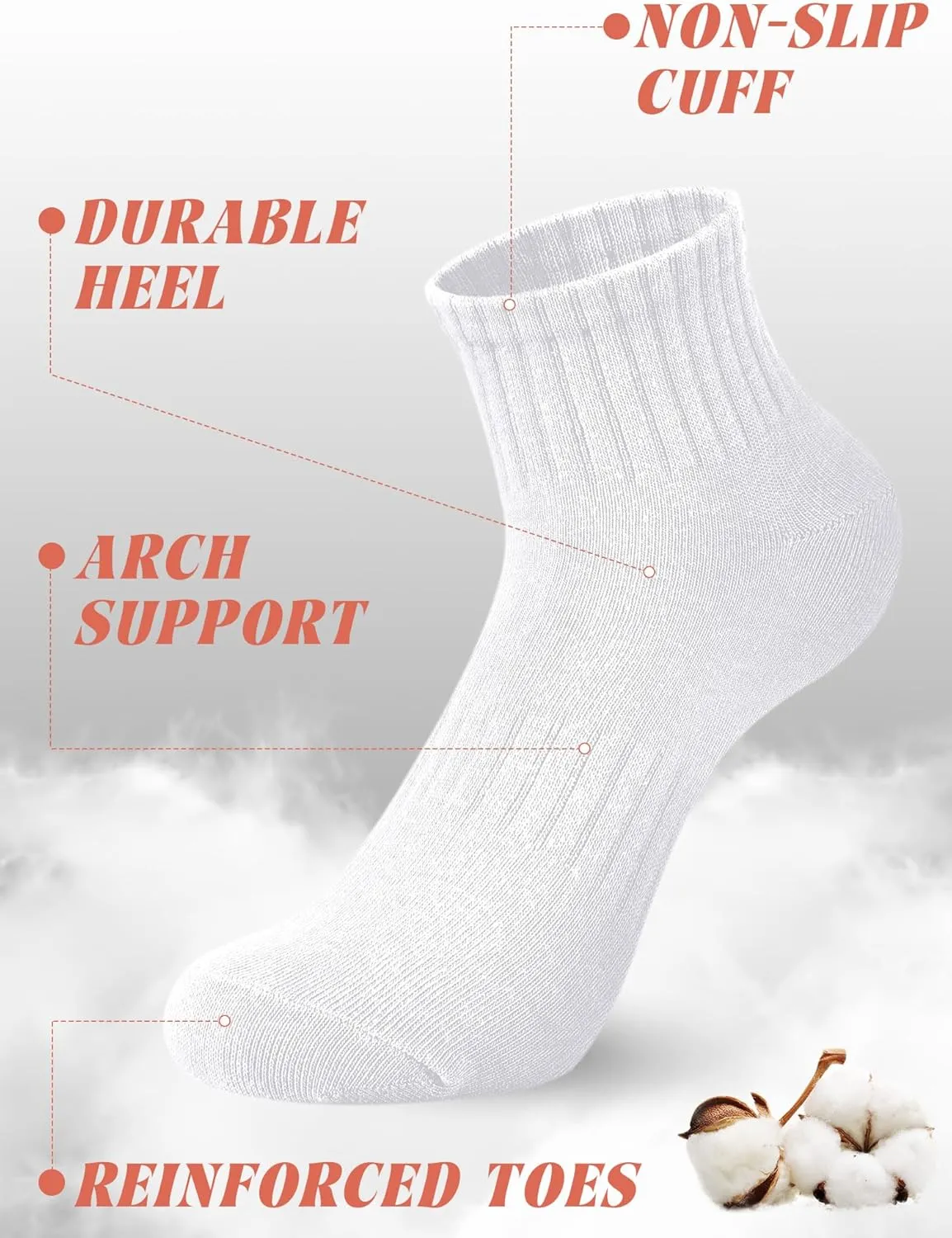Chuarry 12 Pair Mini Crew Socks for Women Cotton Quarter Low Cut Ankle Socks Soft Breathable for Tennis Athletic Golf Running